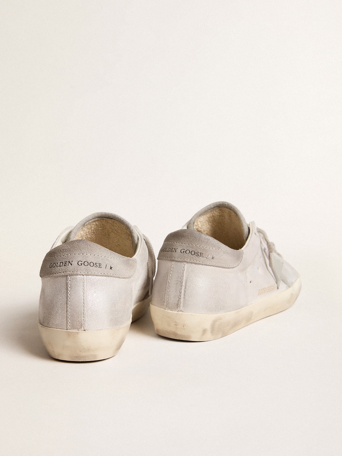 Golden Goose Super-Star sneakers in gray-white glitter