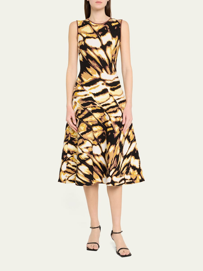 Oscar de la Renta Sleeveless Butterfly Jacquard Knit Midi Dress outlook