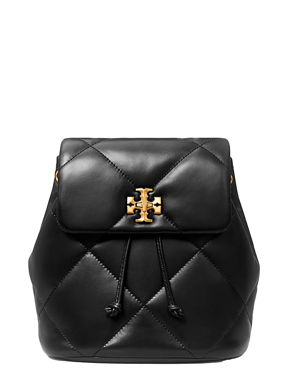 Backpack Kira With Metal Logo Plate On Front Black Quilted Leather For Women Cow Backpacks And Belt - 1