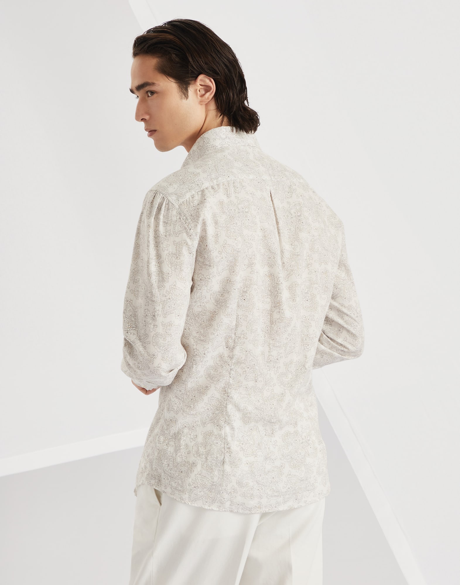 Cotton paisley twill slim fit shirt with button-down collar - 2