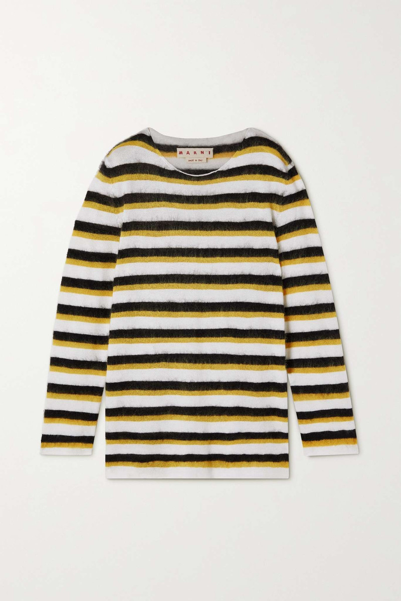 Striped wool and mohair-blend sweater 1