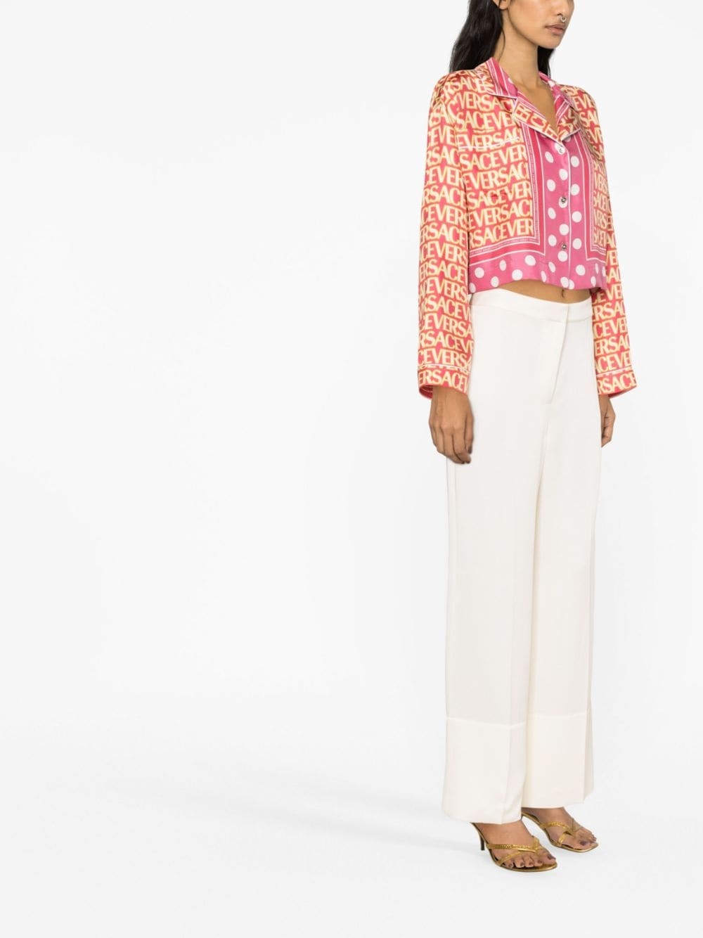 Allover cropped silk shirt - 3