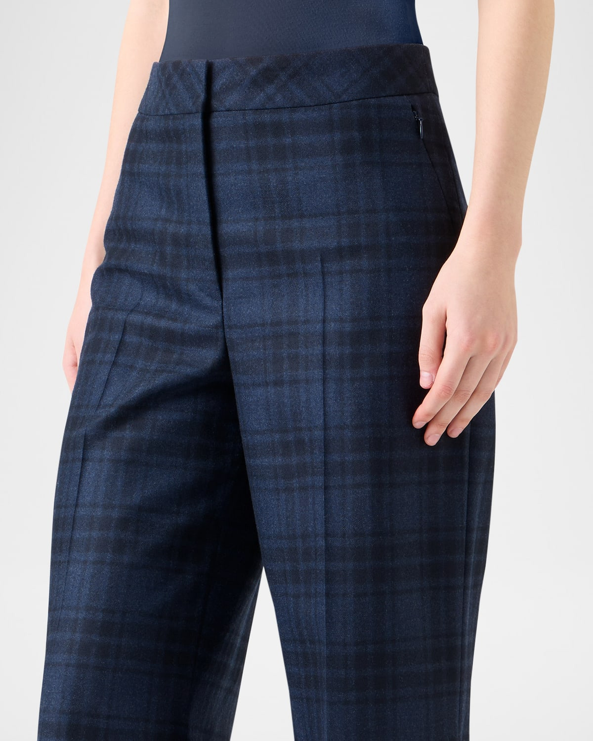 Fior Check Wool Flannel Wide-Leg Trousers - 5
