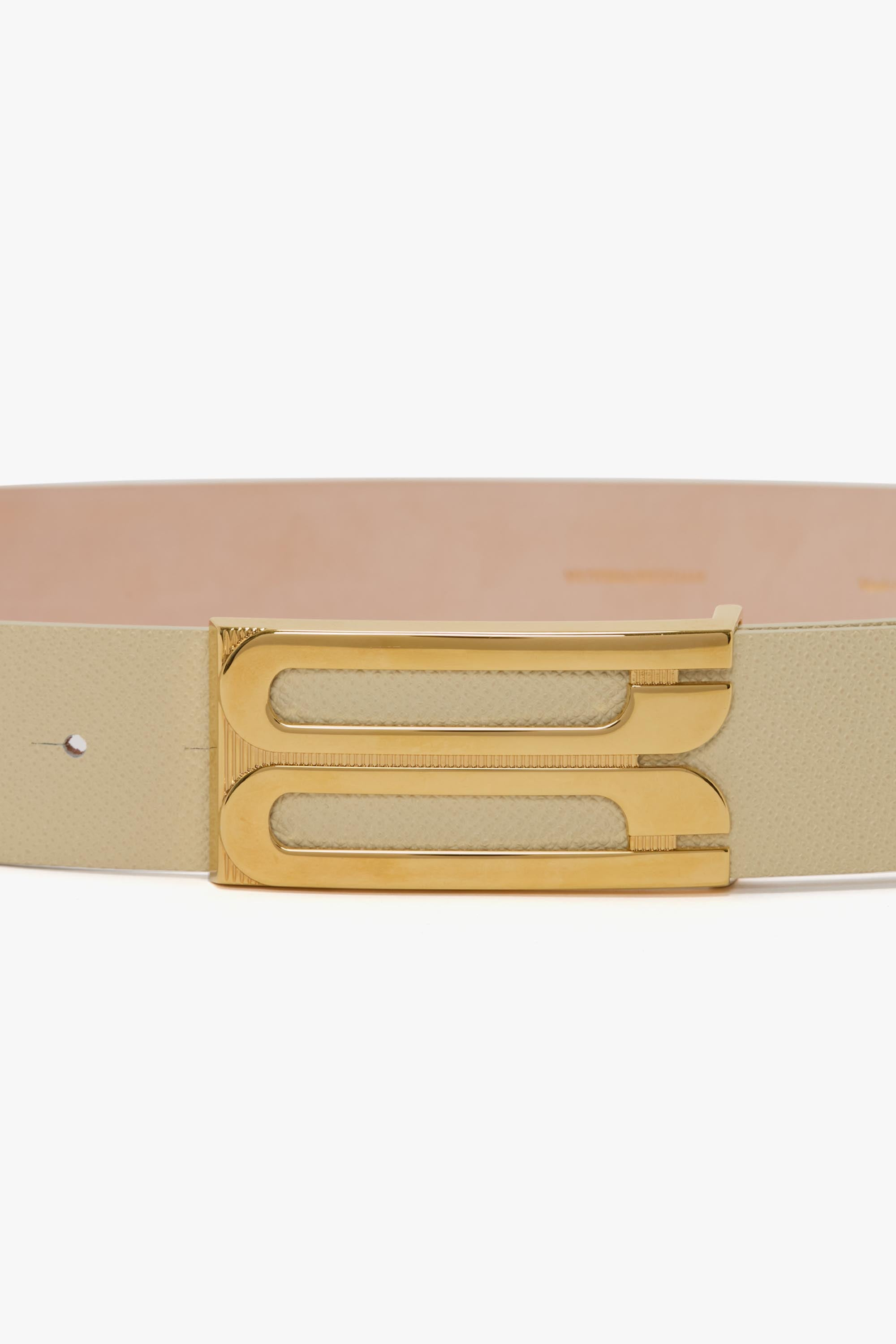 Jumbo Frame Belt In Ivory Grained Leather - 3