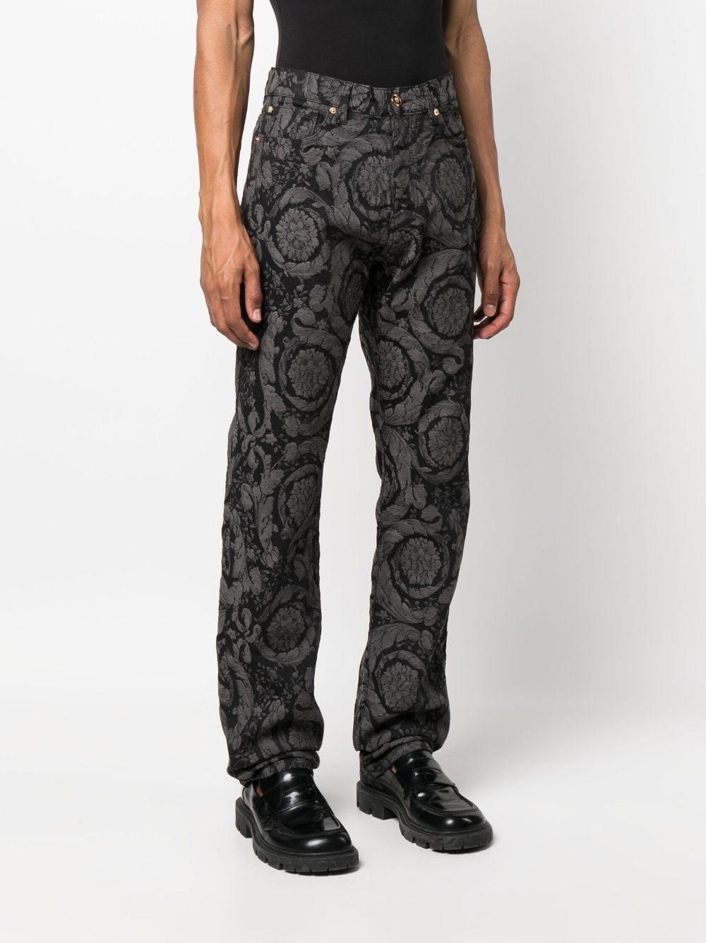 Barocco-jacquard straight-leg jeans - 3