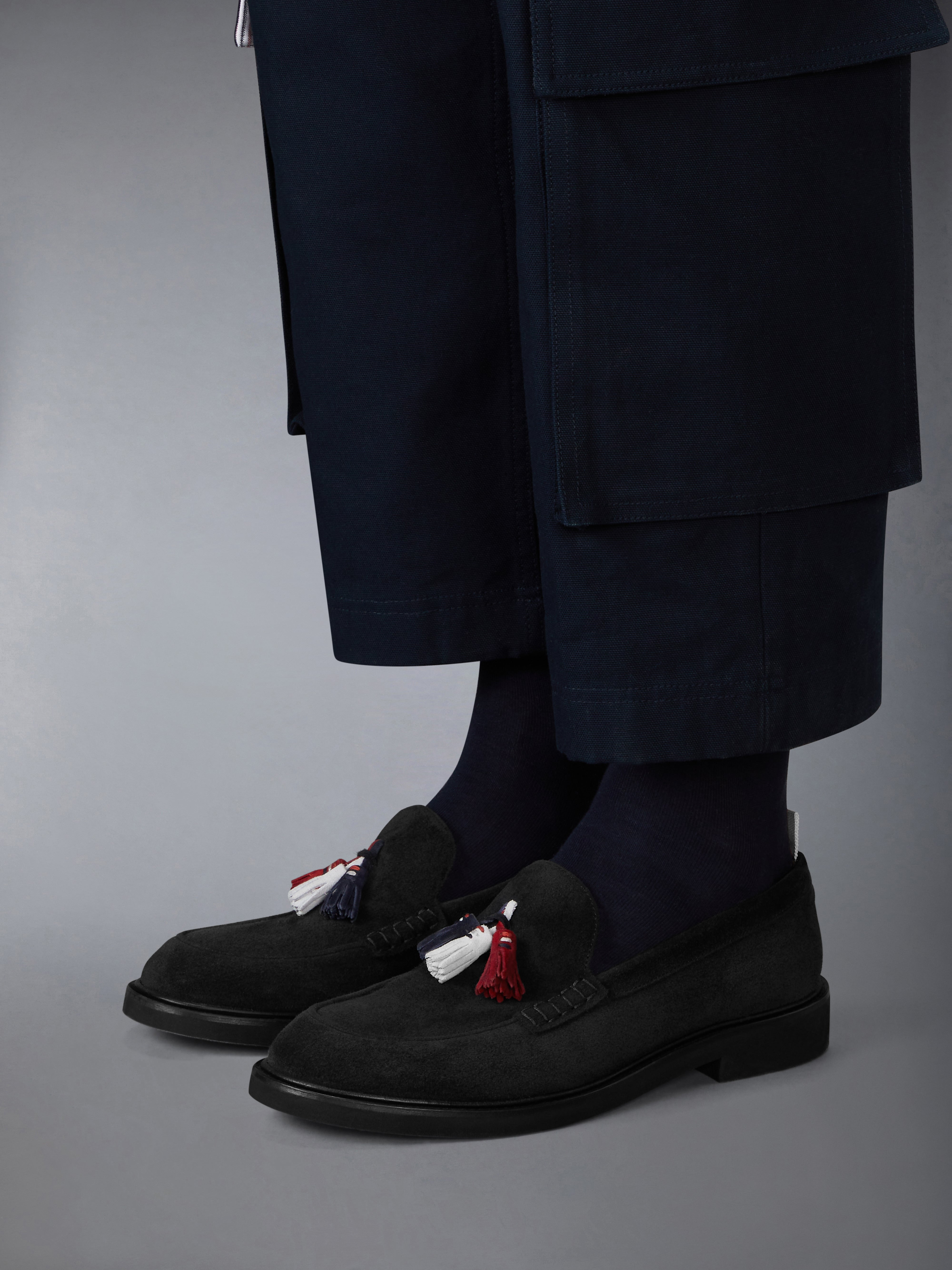CALF SUEDE RWB TASSEL LOAFER - 4