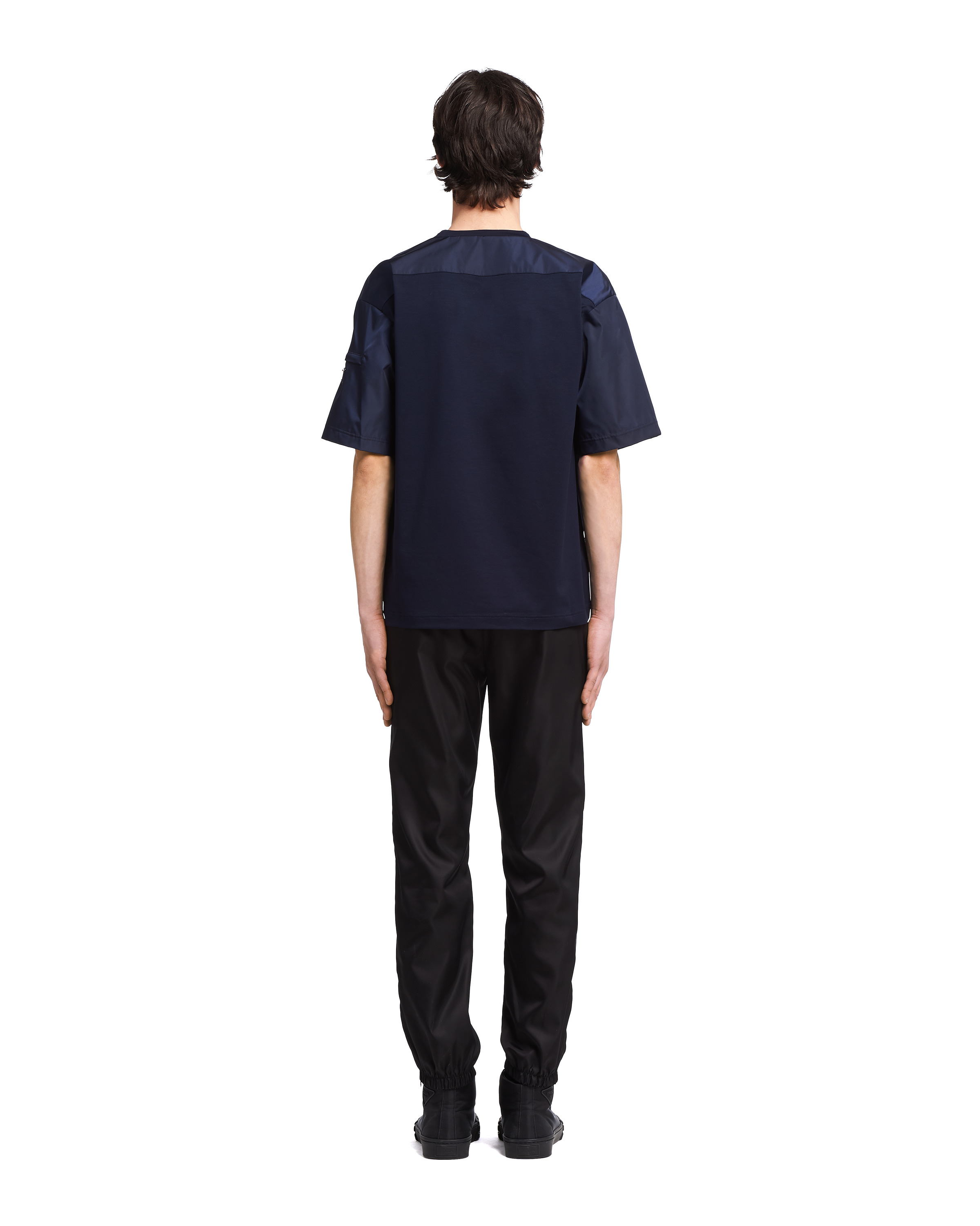 Stretch cotton T-shirt with Re-Nylon details - 4