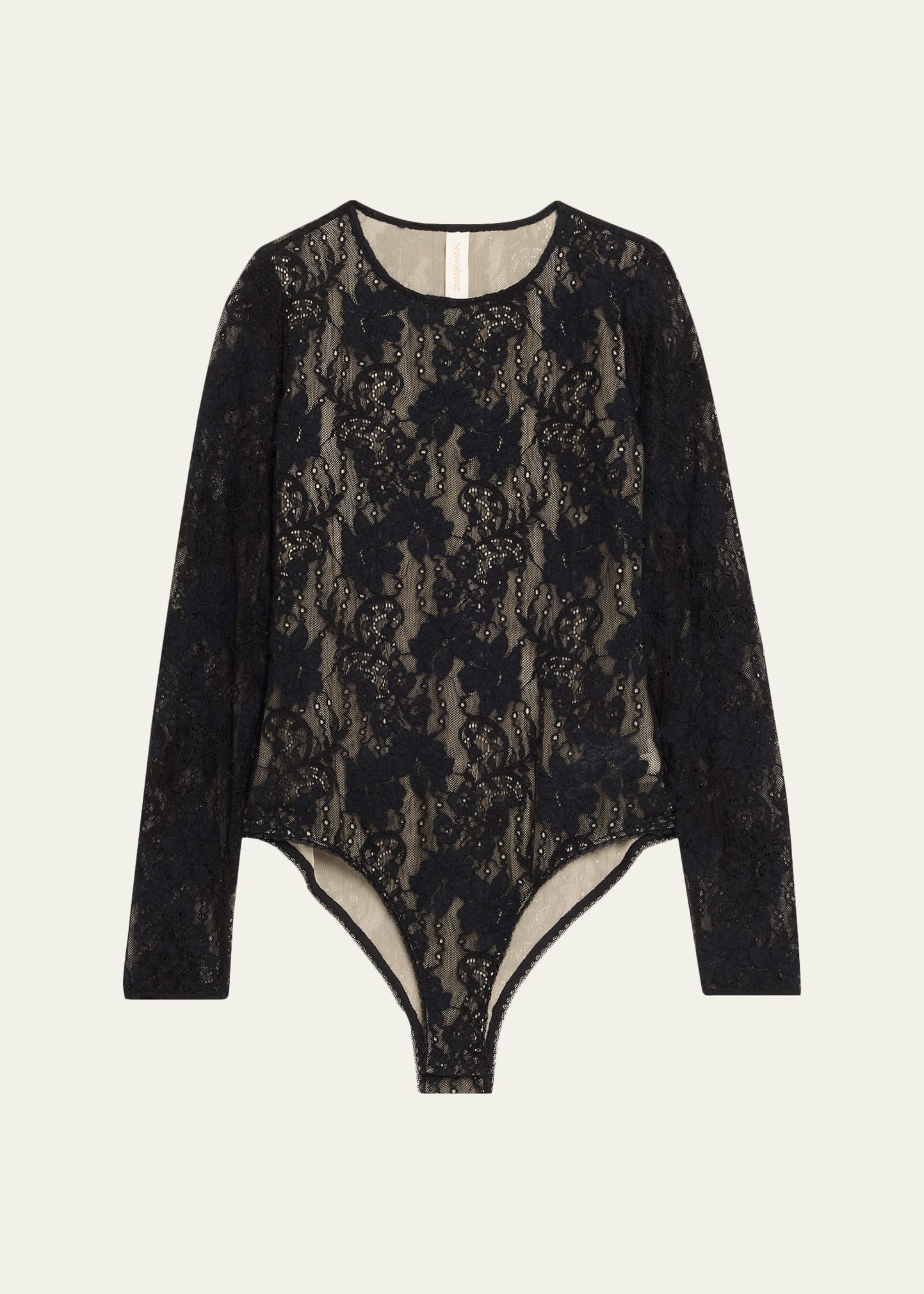 Long-Sleeve Lace Bodysuit - 1