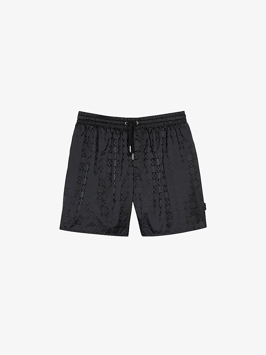 Jacquard-print elasticated-waist regular-fit woven swim shorts - 1