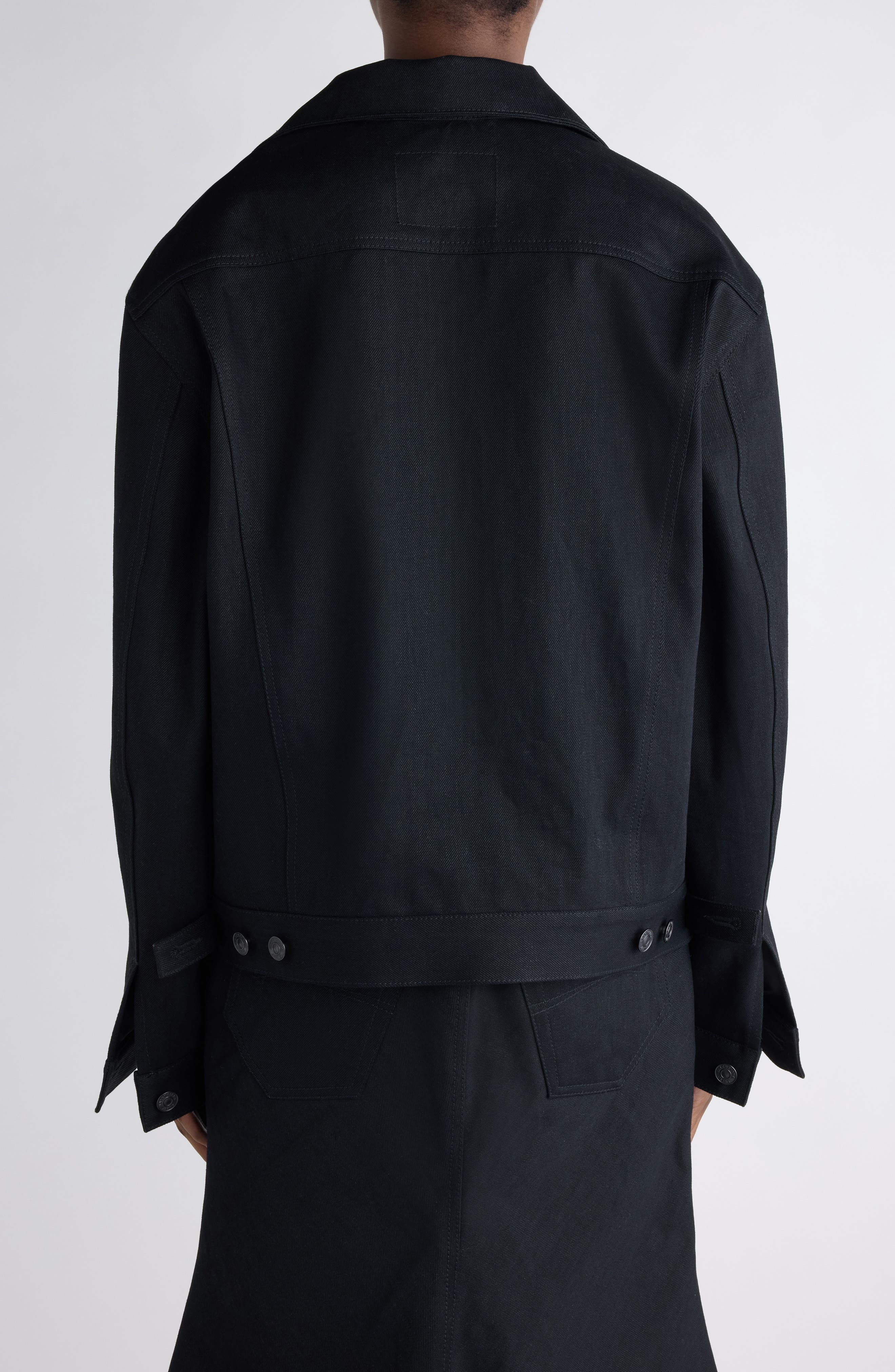 Balenciaga Standing Denim Jacket in 1000 Black at Nordstrom - 3
