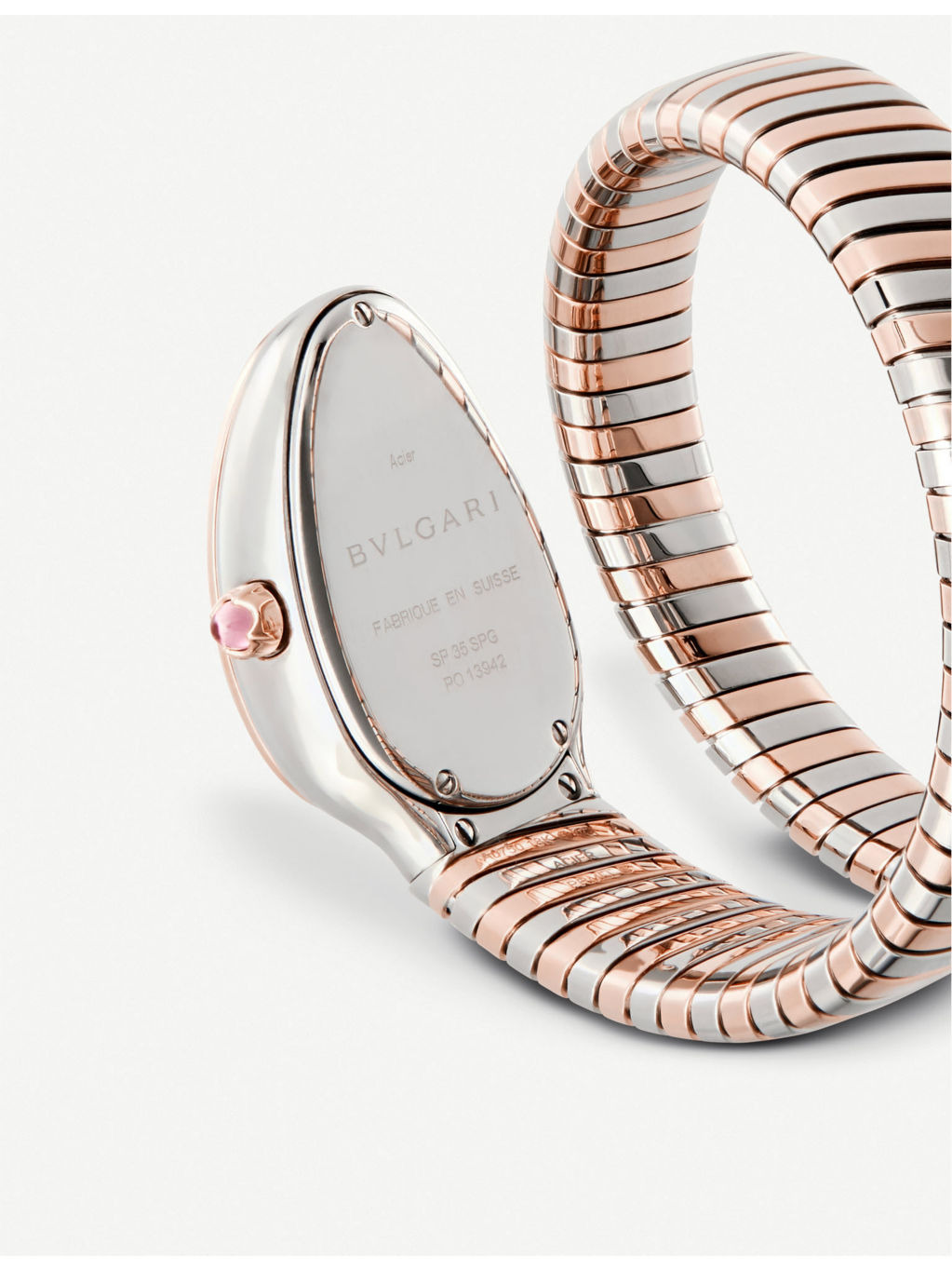 Serpenti 18ct pink-gold and stainless steel watch - 4