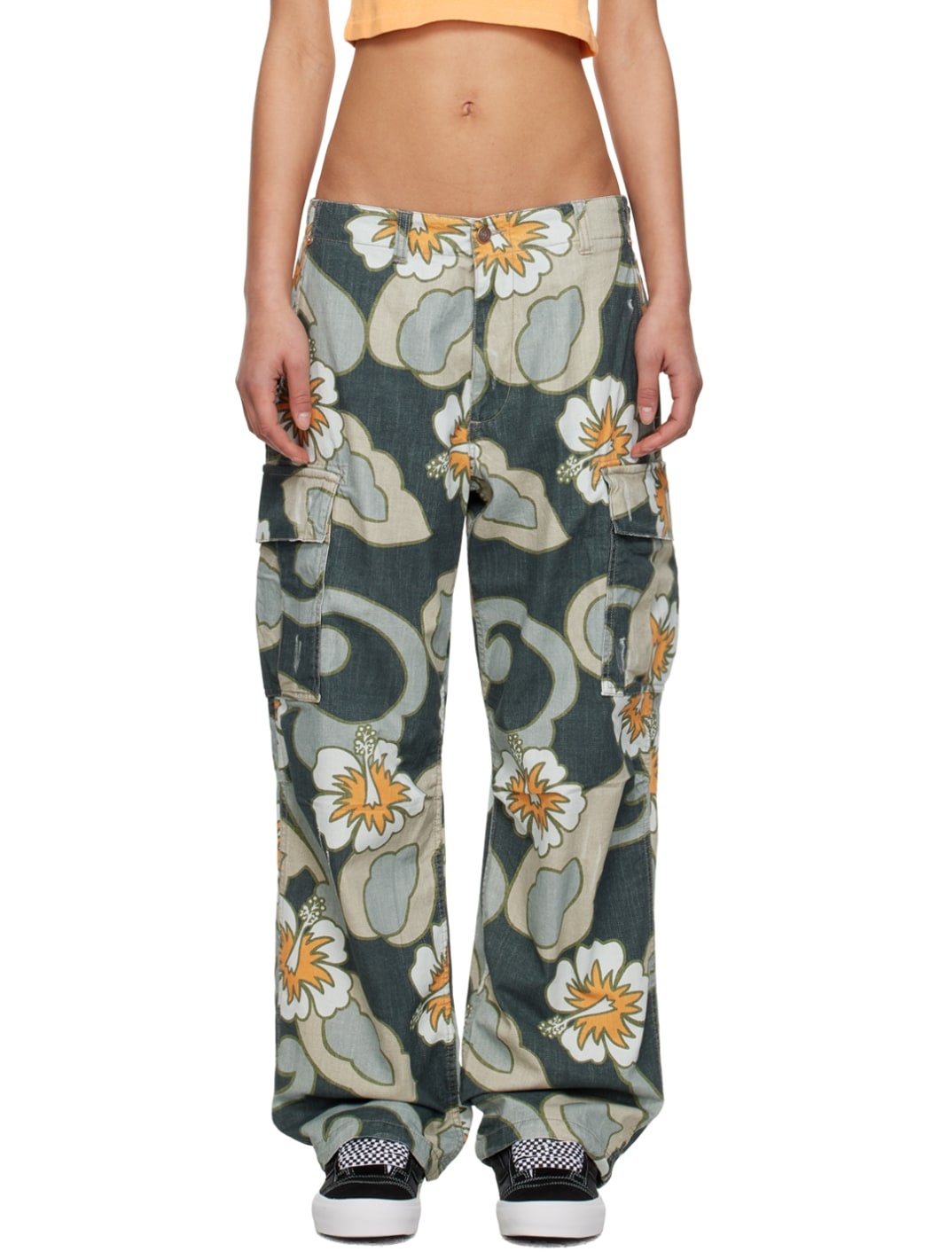 Multicolor Printed Denim Trousers - 1