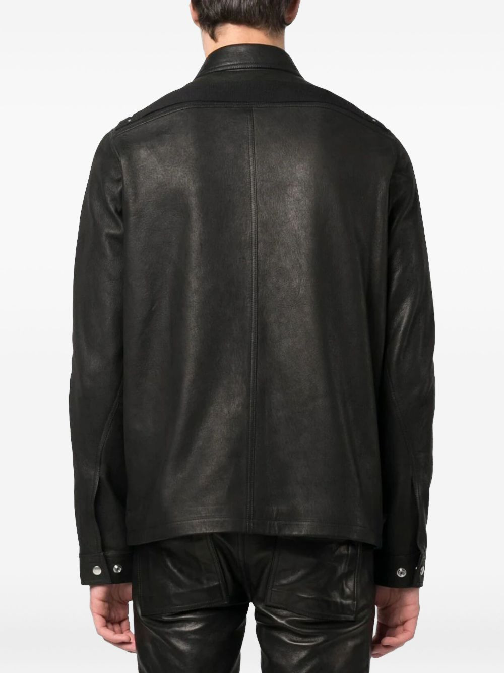 zip-fastening leather jacket - 3