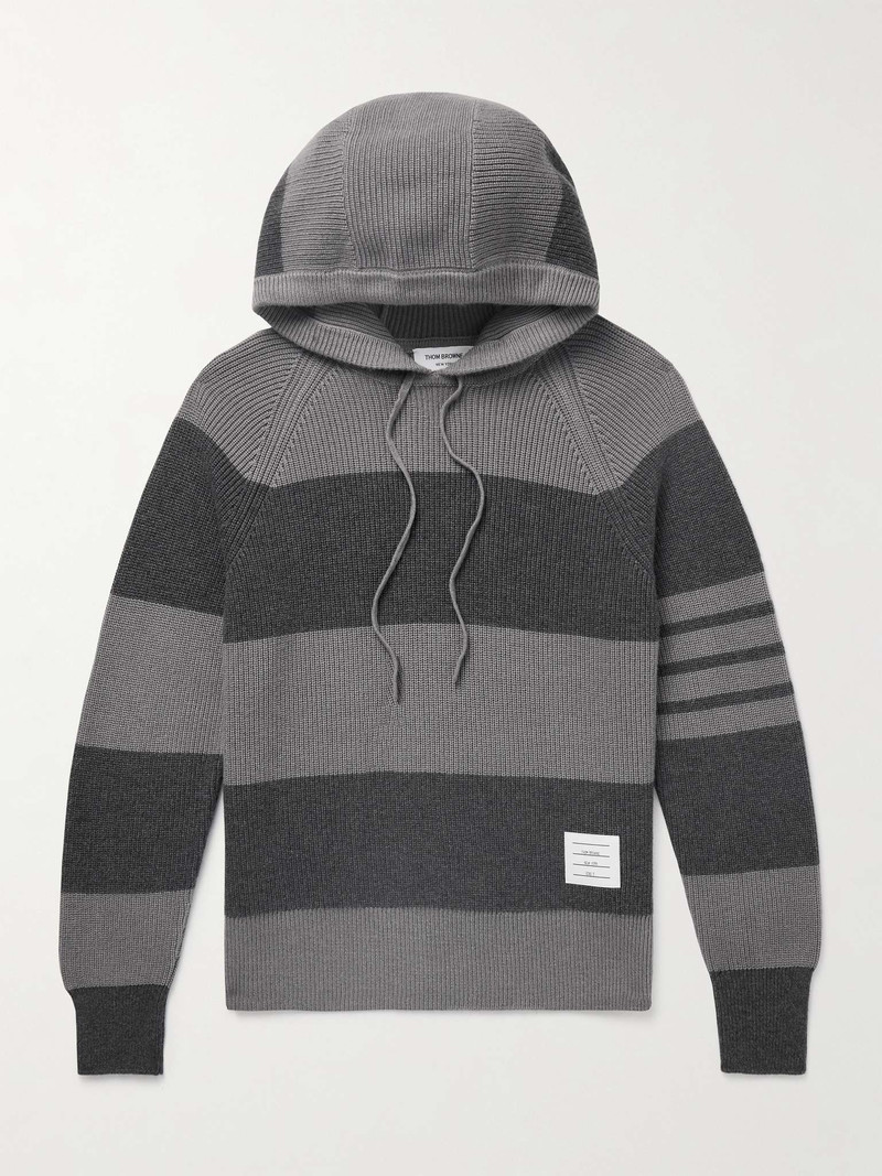 Logo-Appliquéd 스트립 의류-Dyed Cashmere Hoodie 1