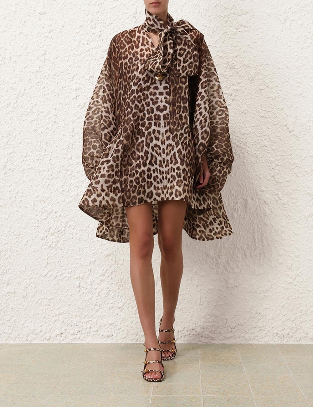 ワンピースその他 ZIMMERMANN Leopard print short dress in linen Zimmermann Women's Leopard Print Short Dress In Linen