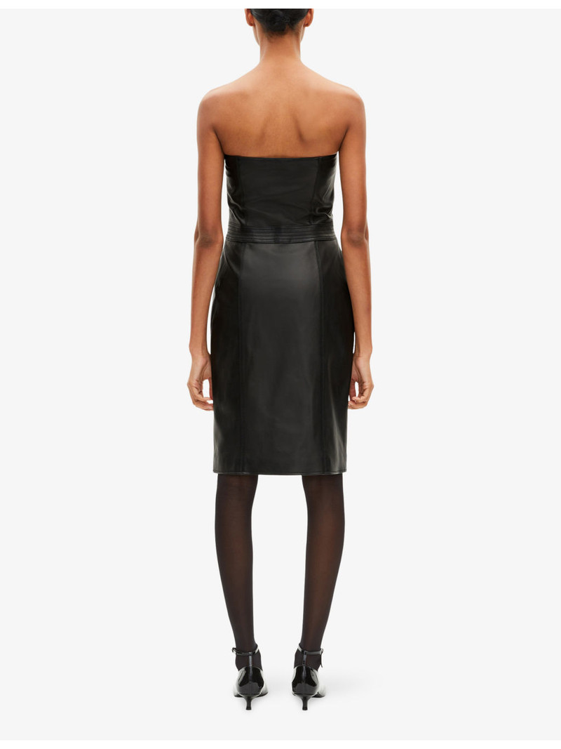 Strapless Corset-Effect Leather Mini Dress 4