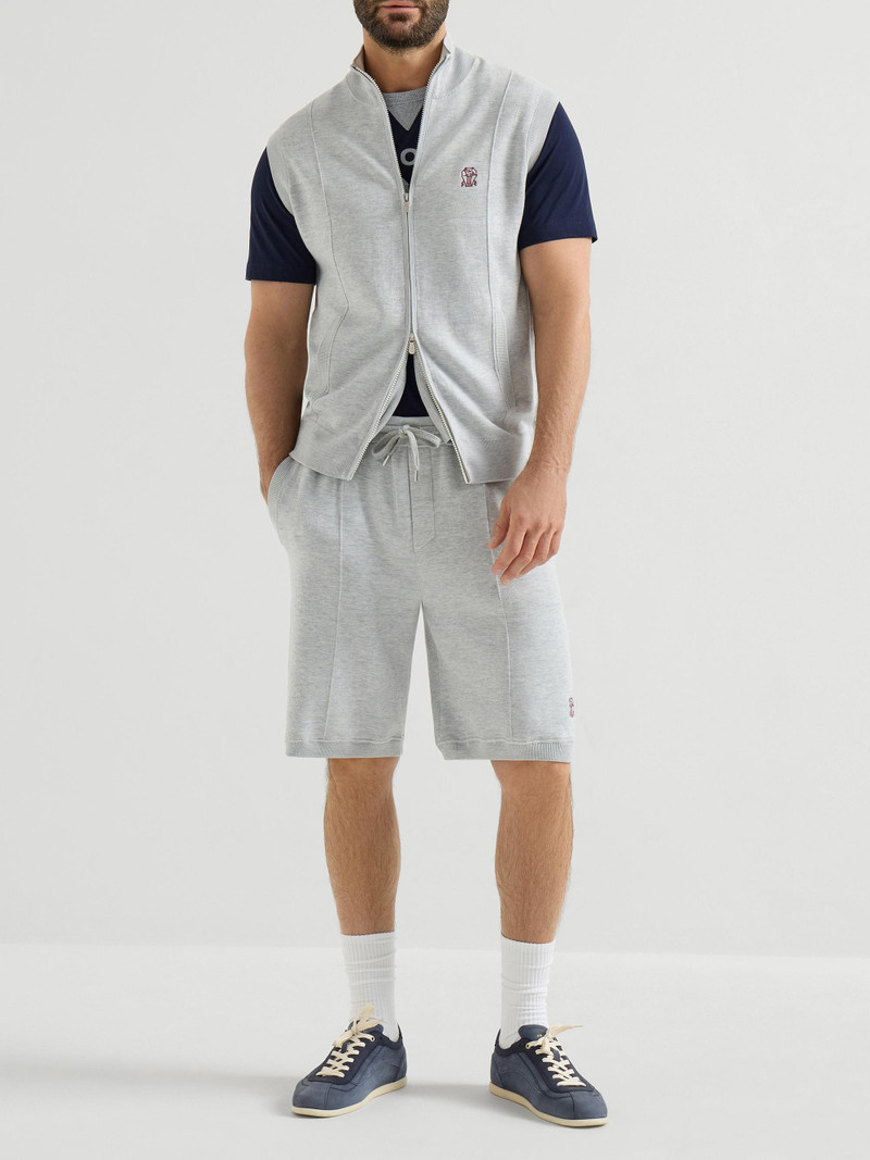 Men's Cotton and Silk French Terry Double Knit Vest with Logo - Pebble 6