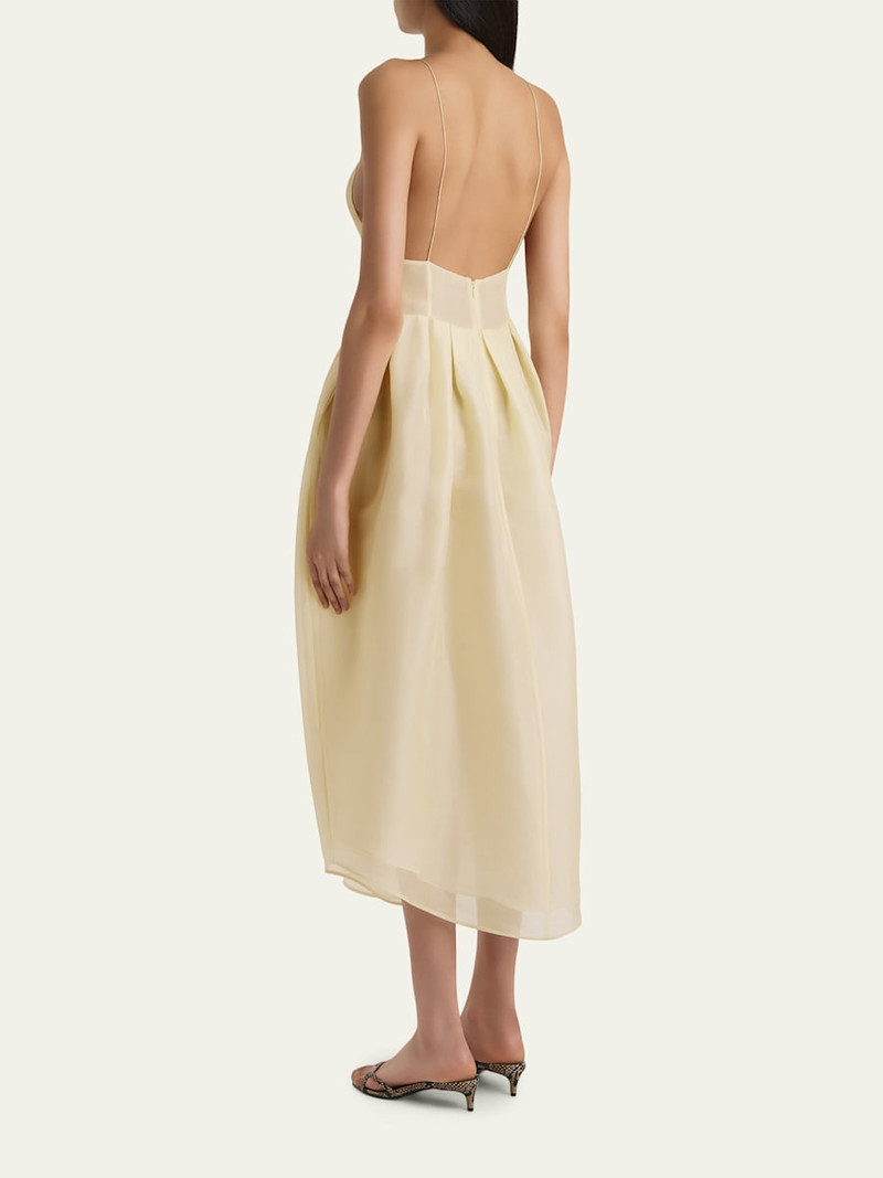 KHAITE Colette Silk Organza Sleeveless Fit-And-Flare Midi Dress outlook