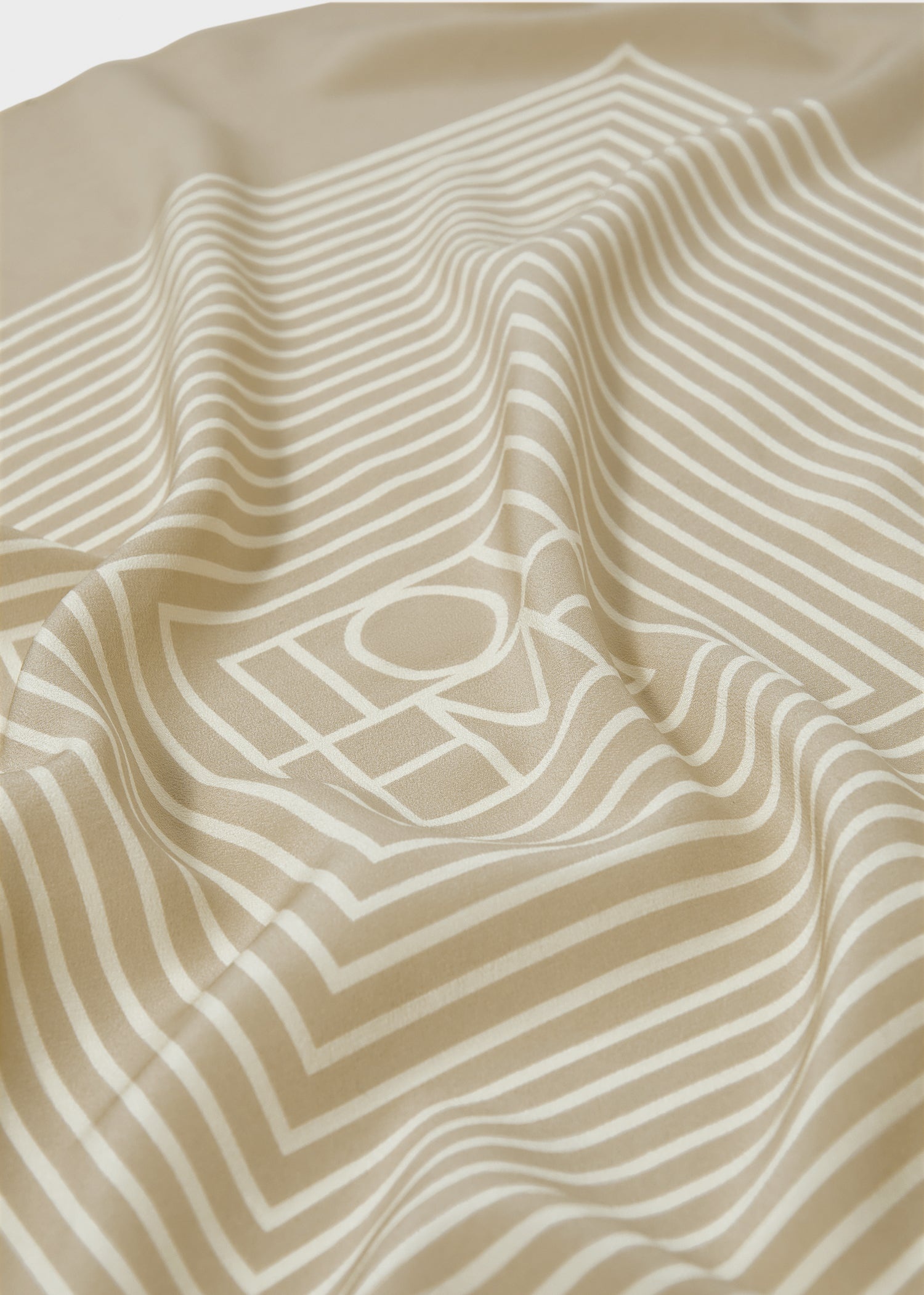 Centered monogram silk scarf peanut butter - 7