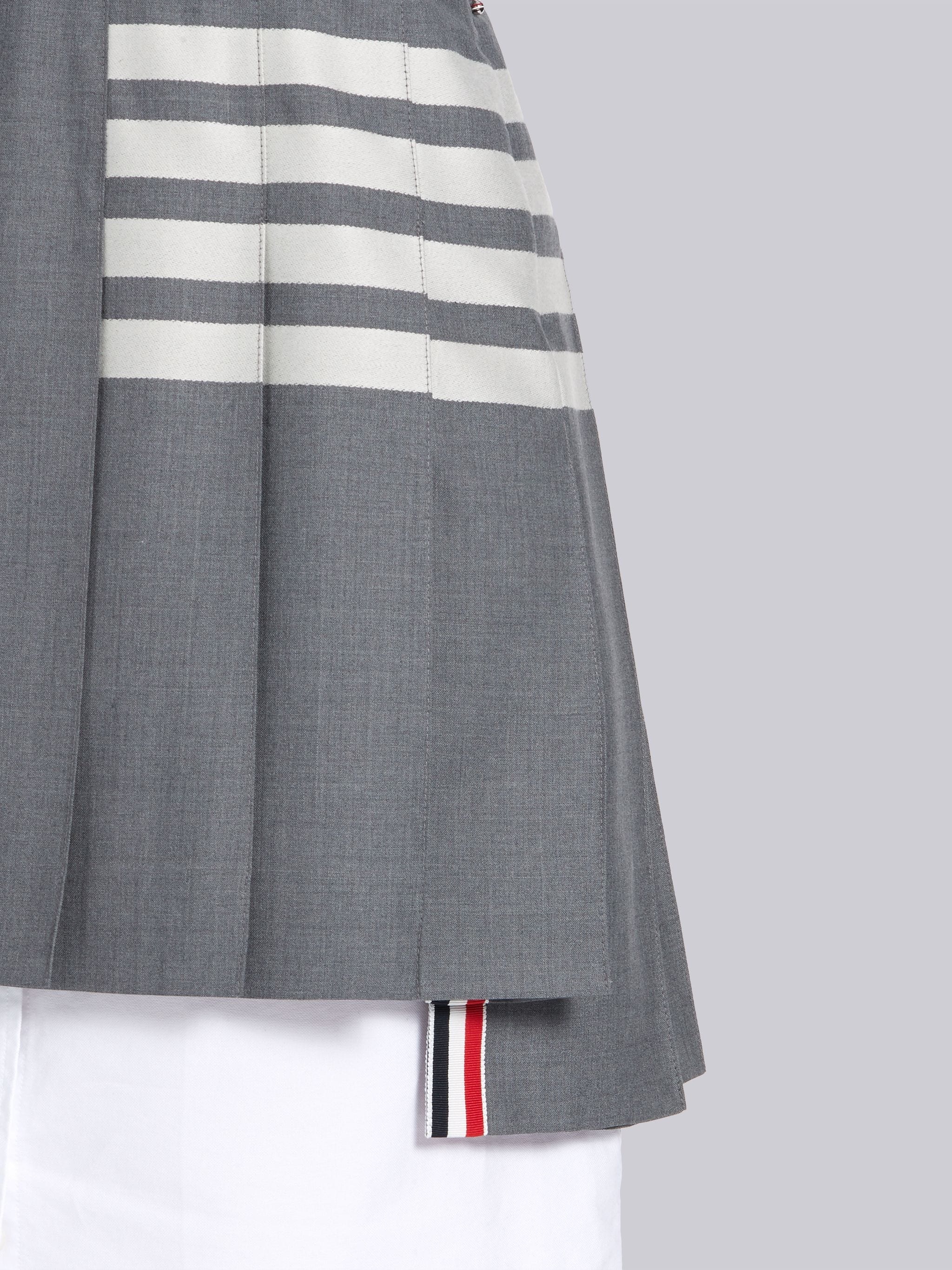 Medium Grey Plain Weave Mini Pleated 4-Bar Skirt - 5