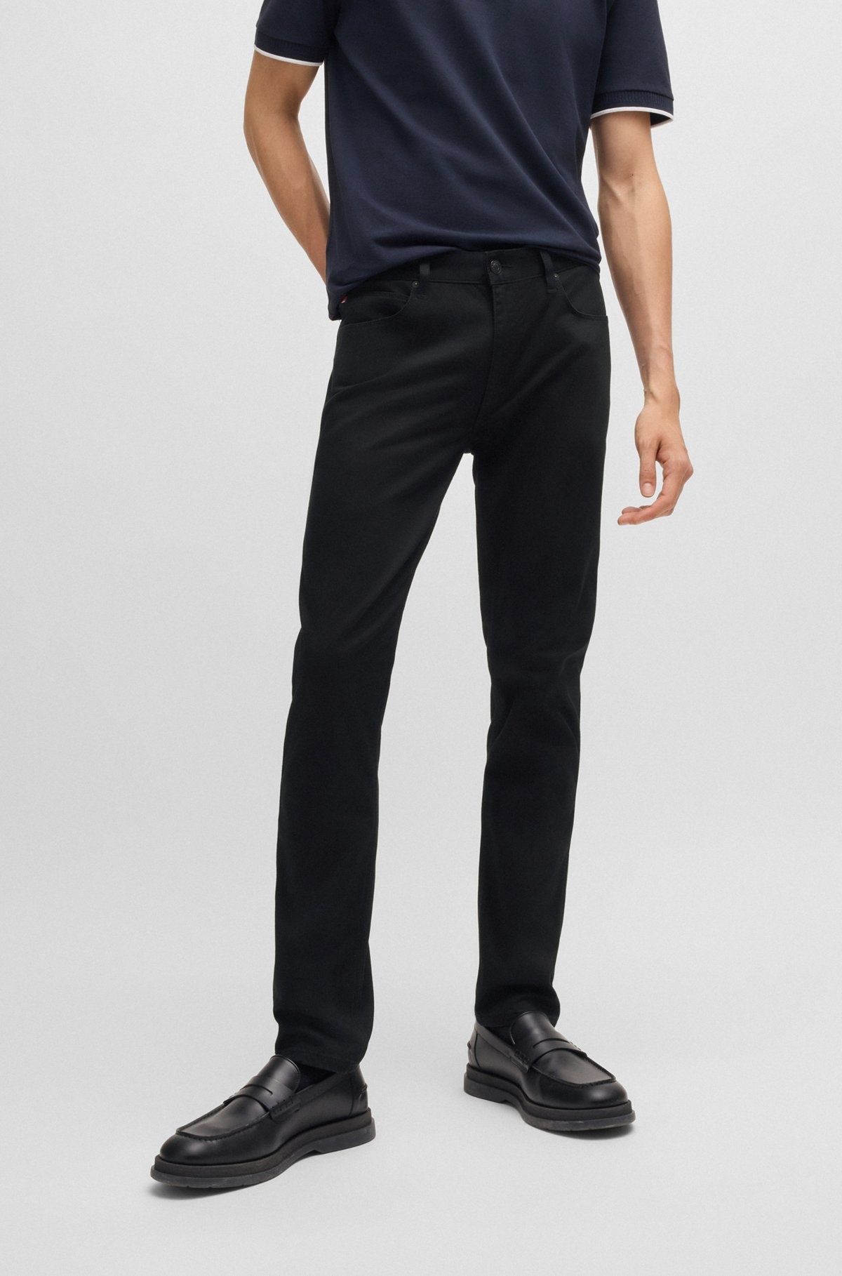 EXTRA-SLIM-FIT JEANS IN BLACK SATIN DENIM - 2