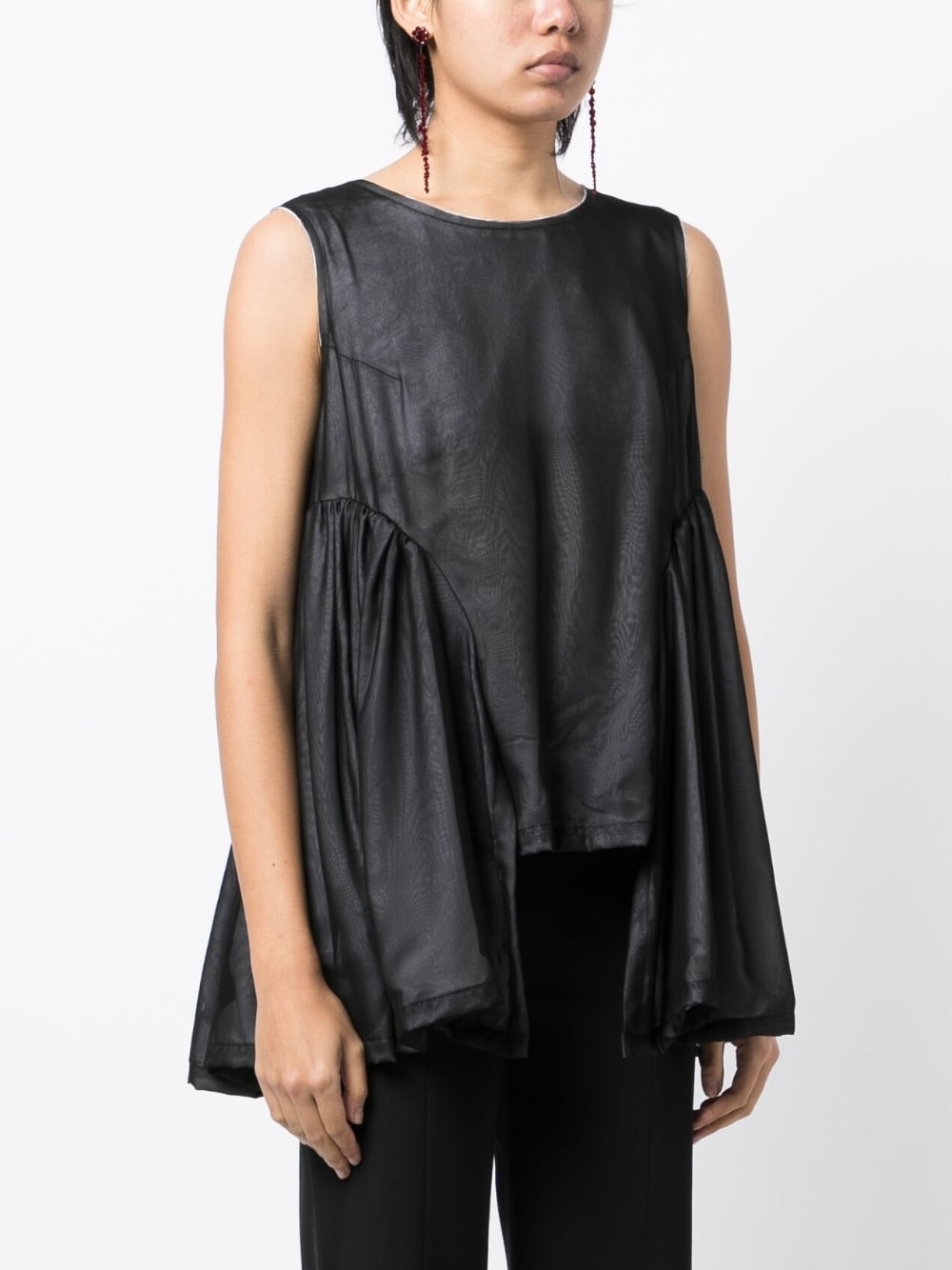 draped-detail sleeveless blouse - 3