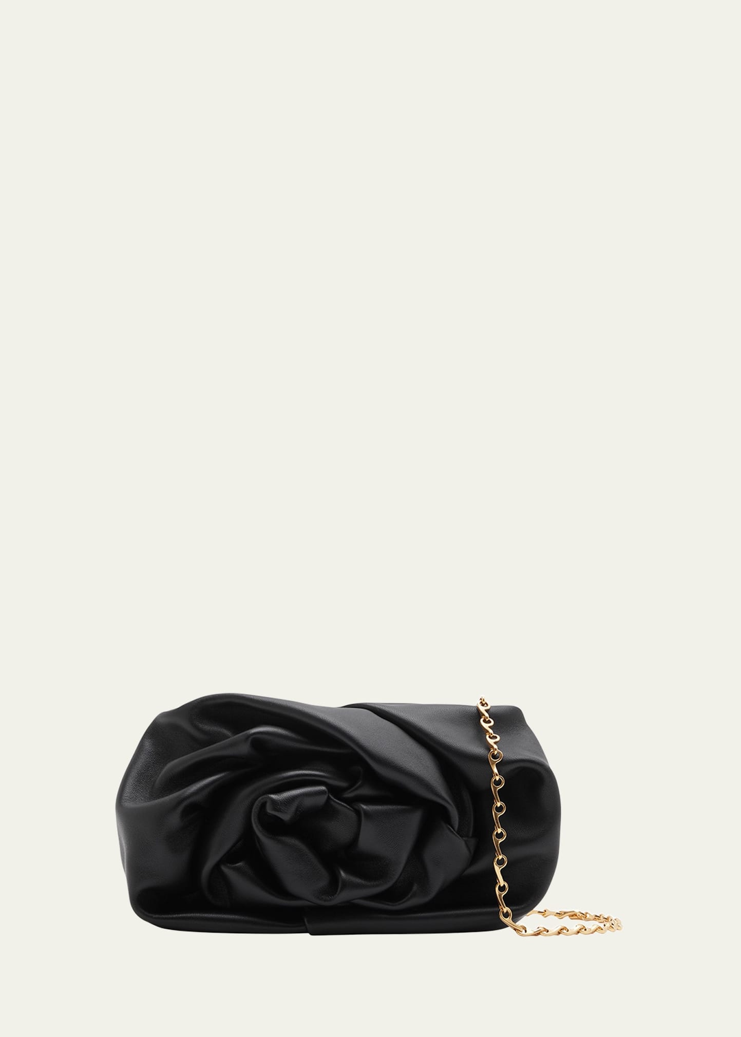 Rose Soft Leather Clutch Bag with Chain Strap - 1