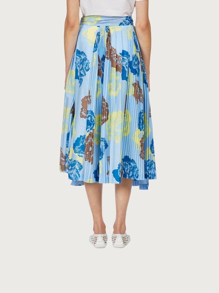 POPPY PRINT PLEATED SKIRT - 4