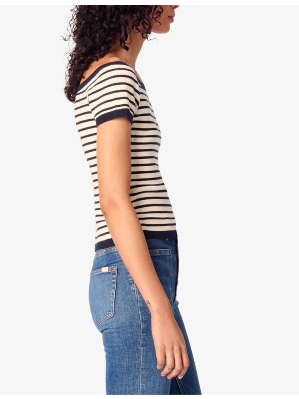 Boat-Neckline Stripe Ribbed-Knit Top - 3