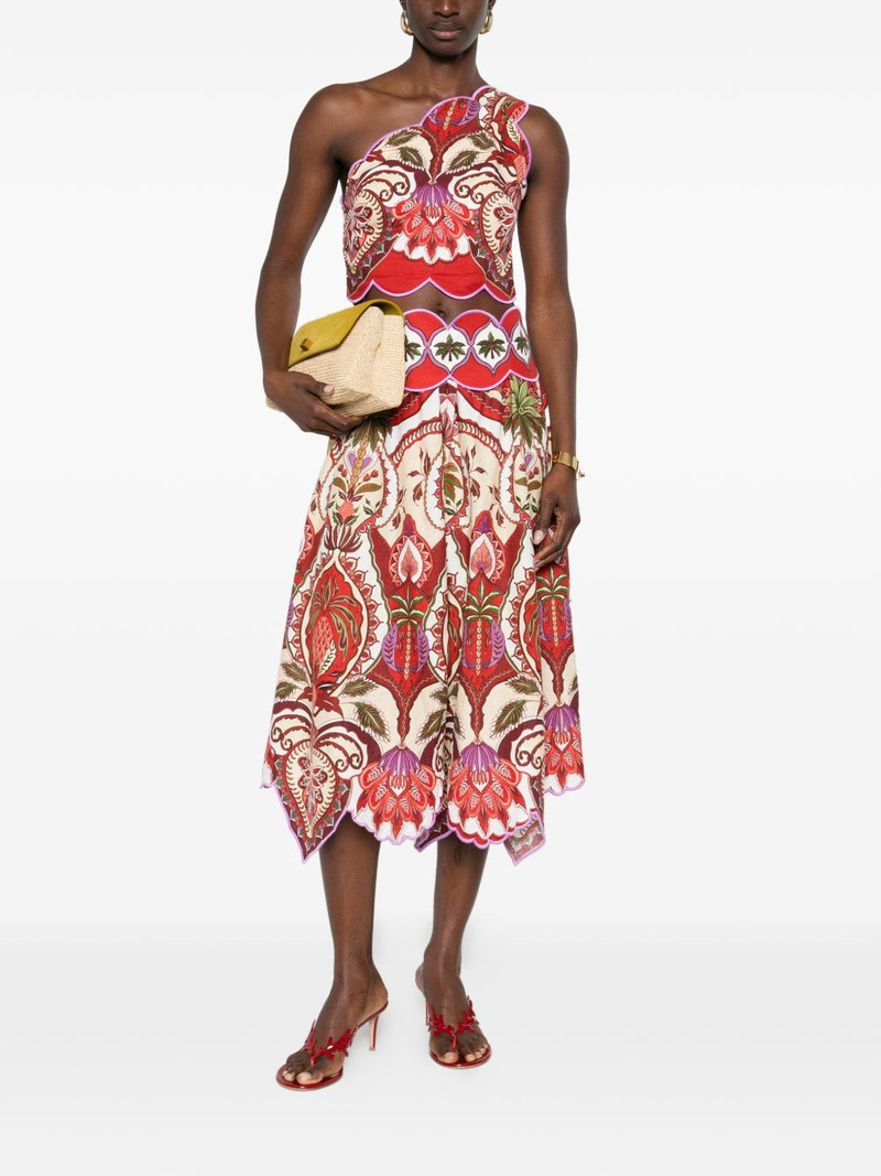 FARM RIO scalloped floral-print top outlook