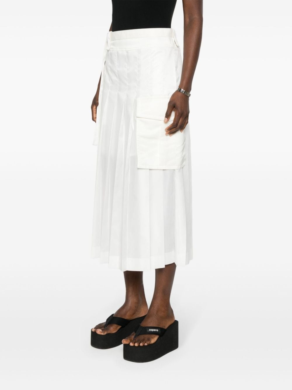 pleated belted midi skirt - 3