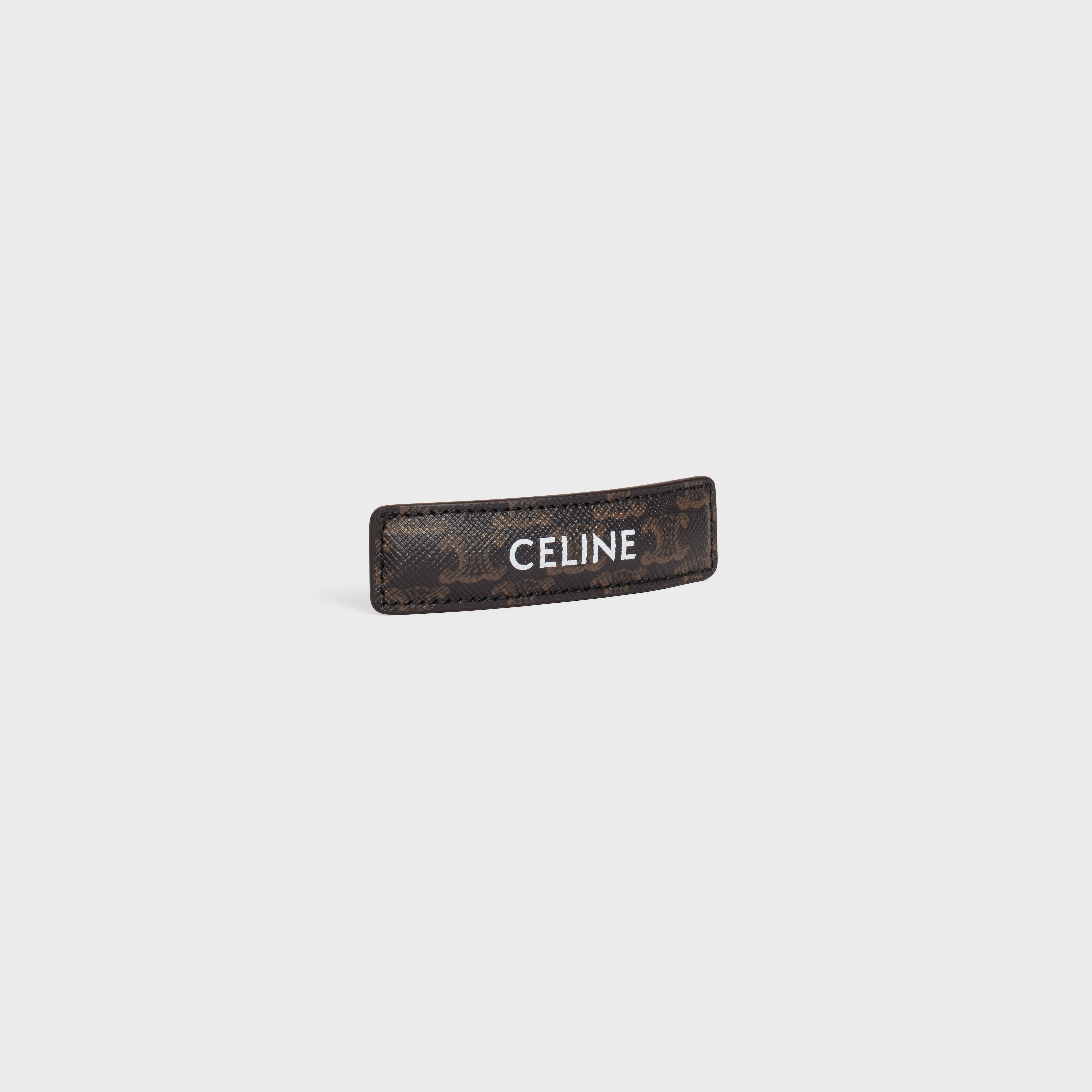 Triomphe Canvas Hair Clip in Calfskin, Steel and Canvas - 2