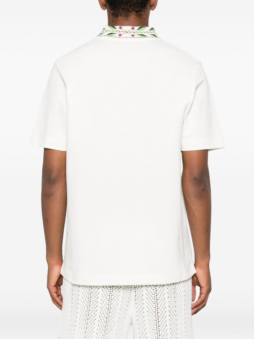 embroidered-collar polo shirt - 3