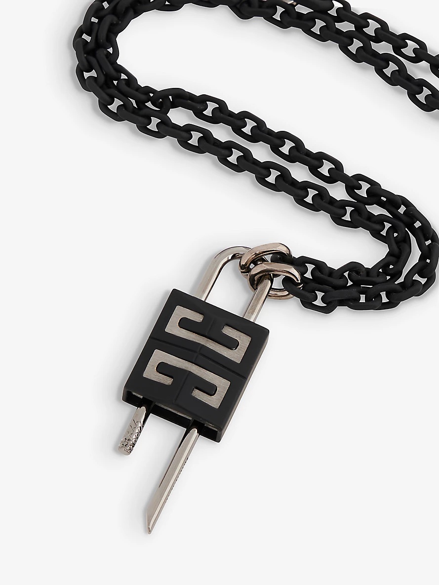 Lock brass and enamel necklace - 3