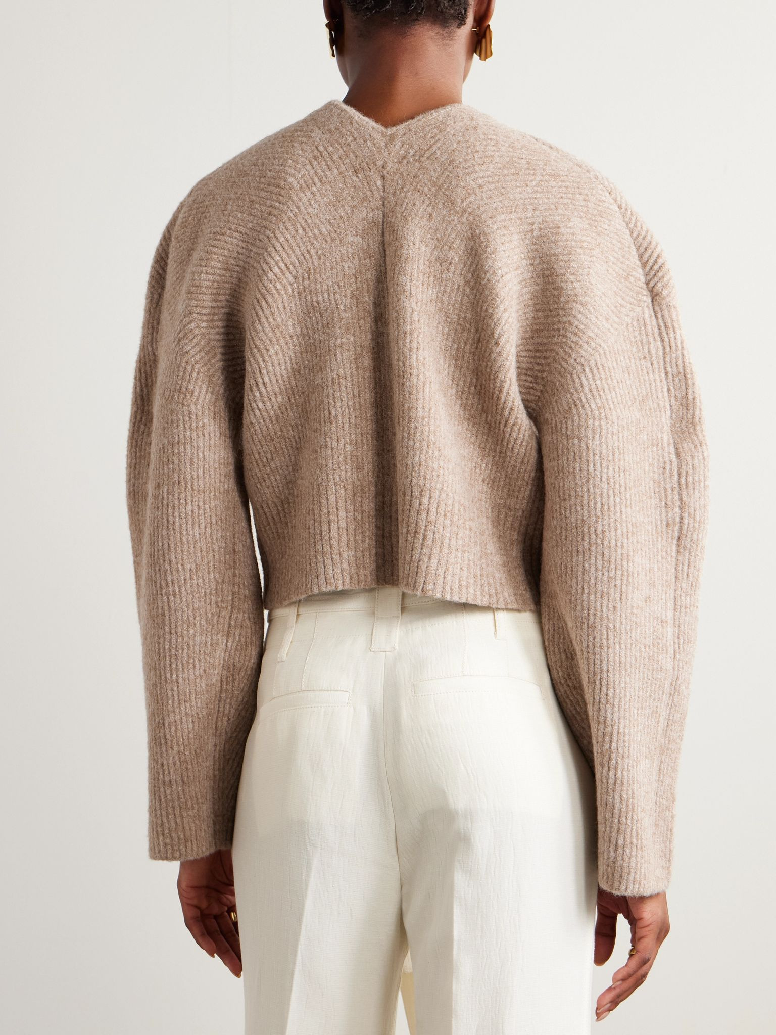 Mayalu ribbed-knit cardigan Beige - 3