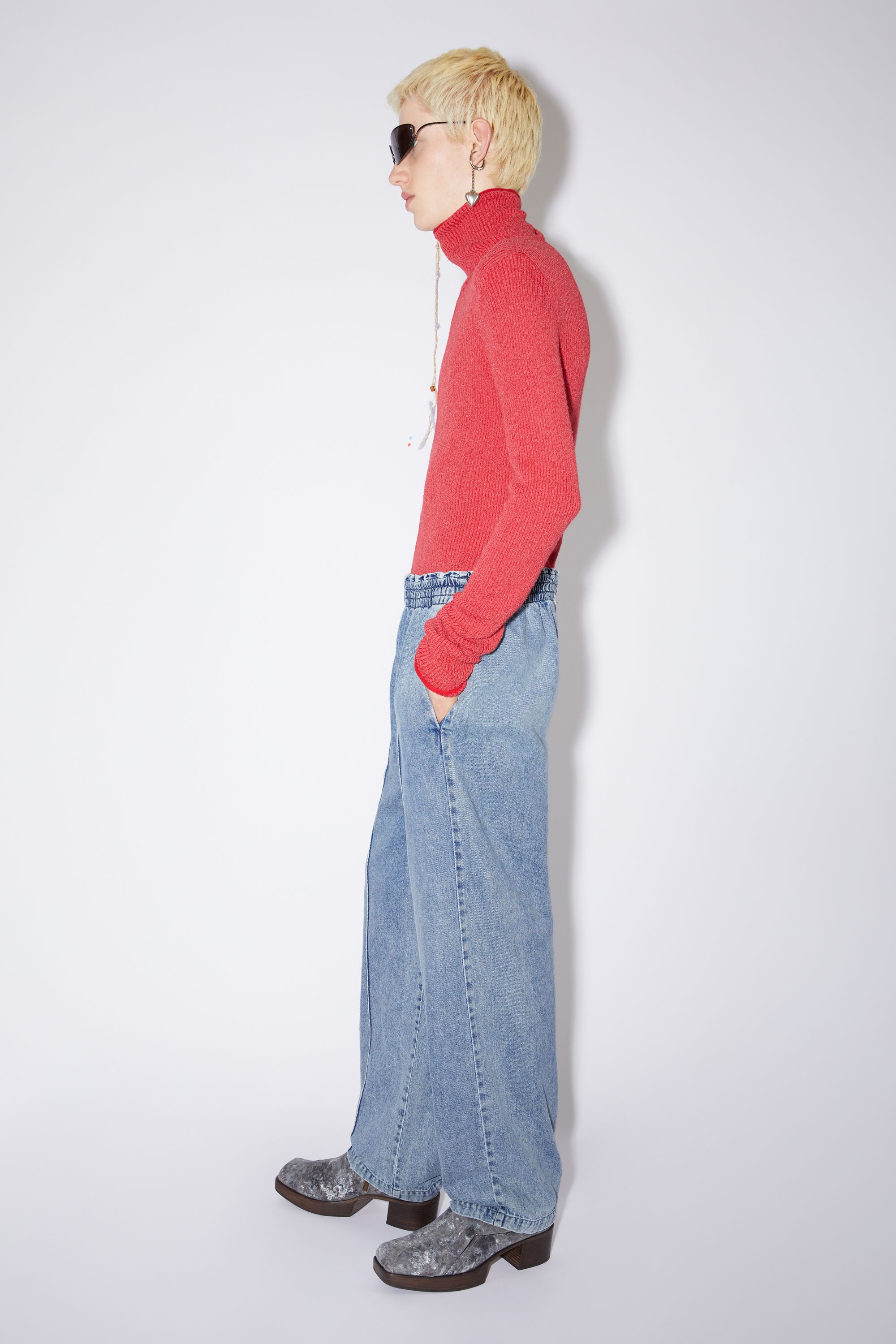 Loose-fit denim trousers - Light blue - 4