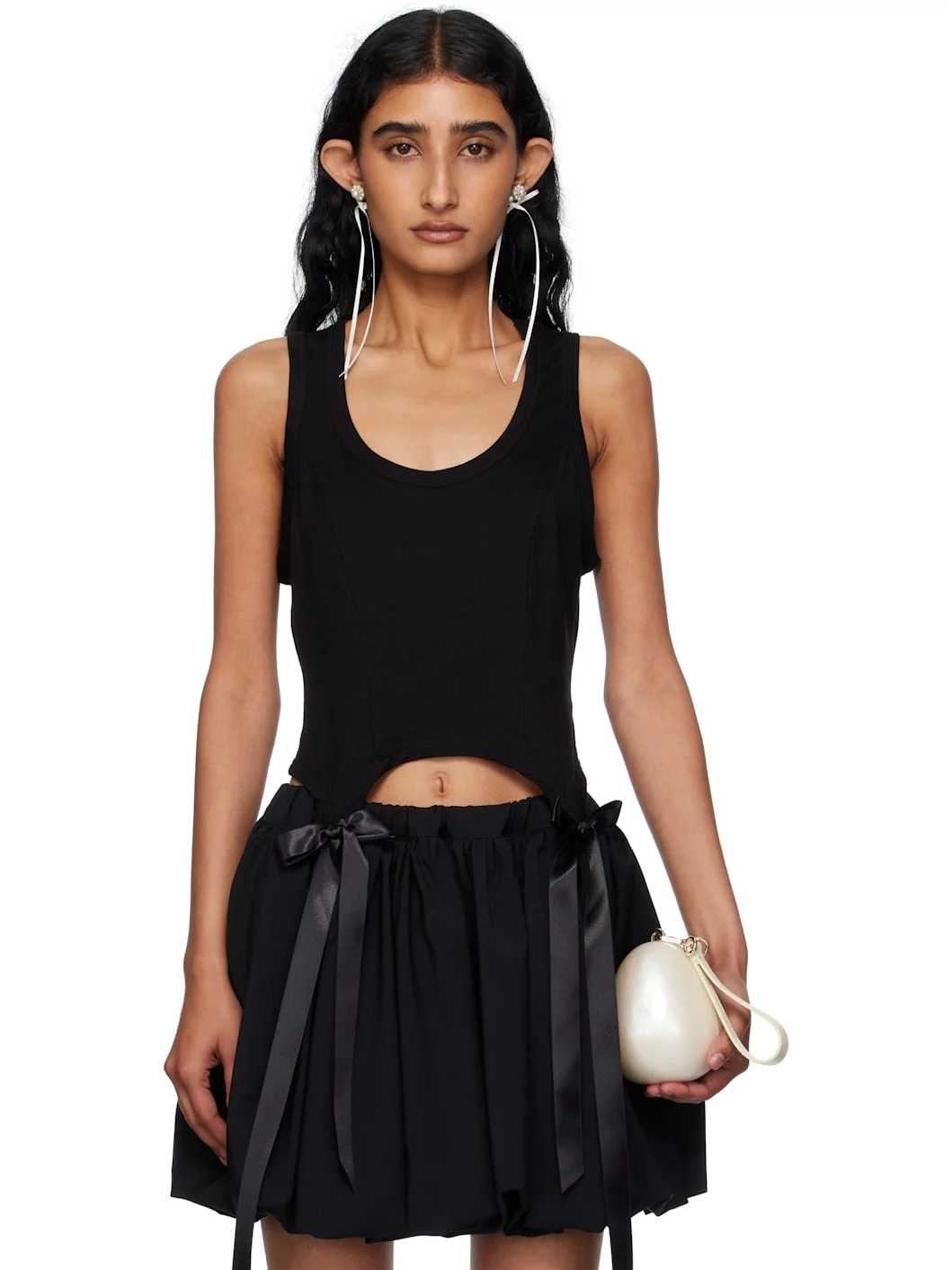 Black Bow Tail Easy Tank Top - 1