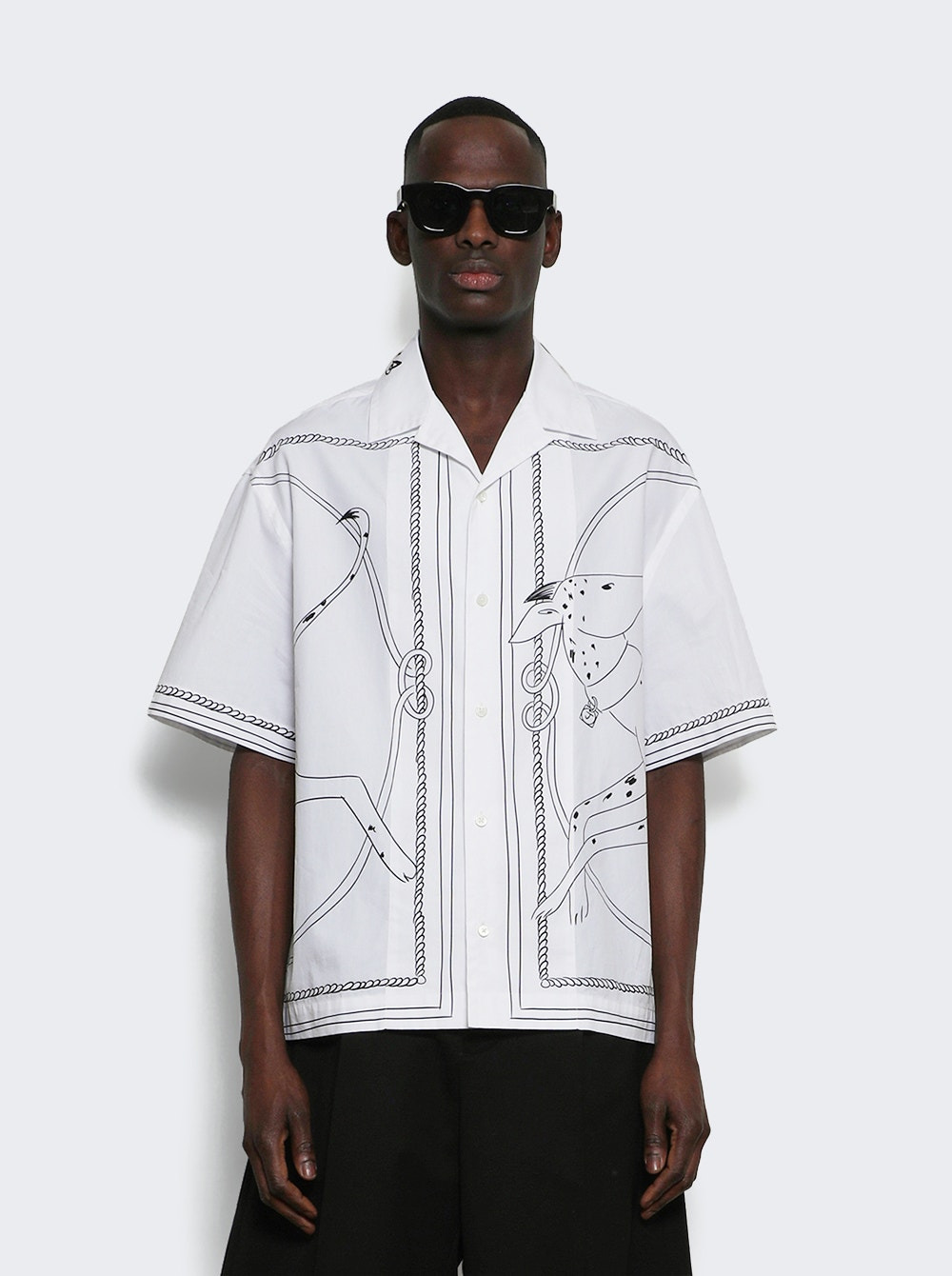 La Chemise Jean Print Dog White And Black - 2