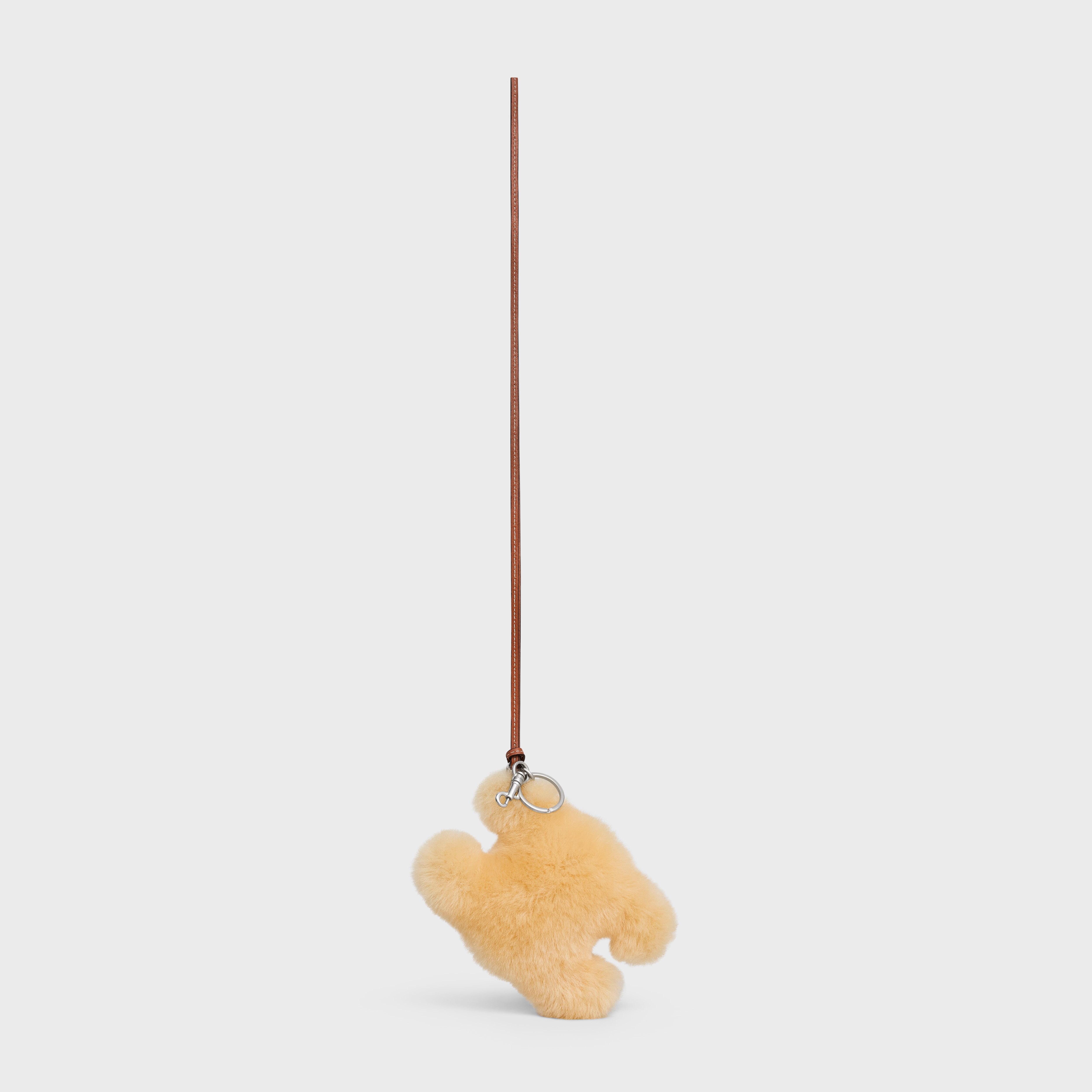 TRIOMPHE POM-POM KEYRING in SHEARLING AND SMOOTH CALFSKIN - 1