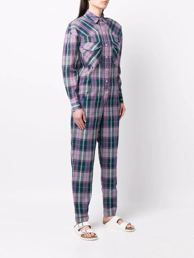 check-print button-up jumpsuit 3