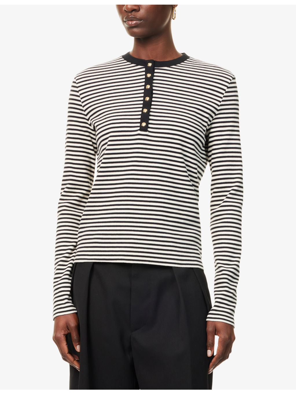 Alessia Striped Stretch-Cotton T-Shirt - 3