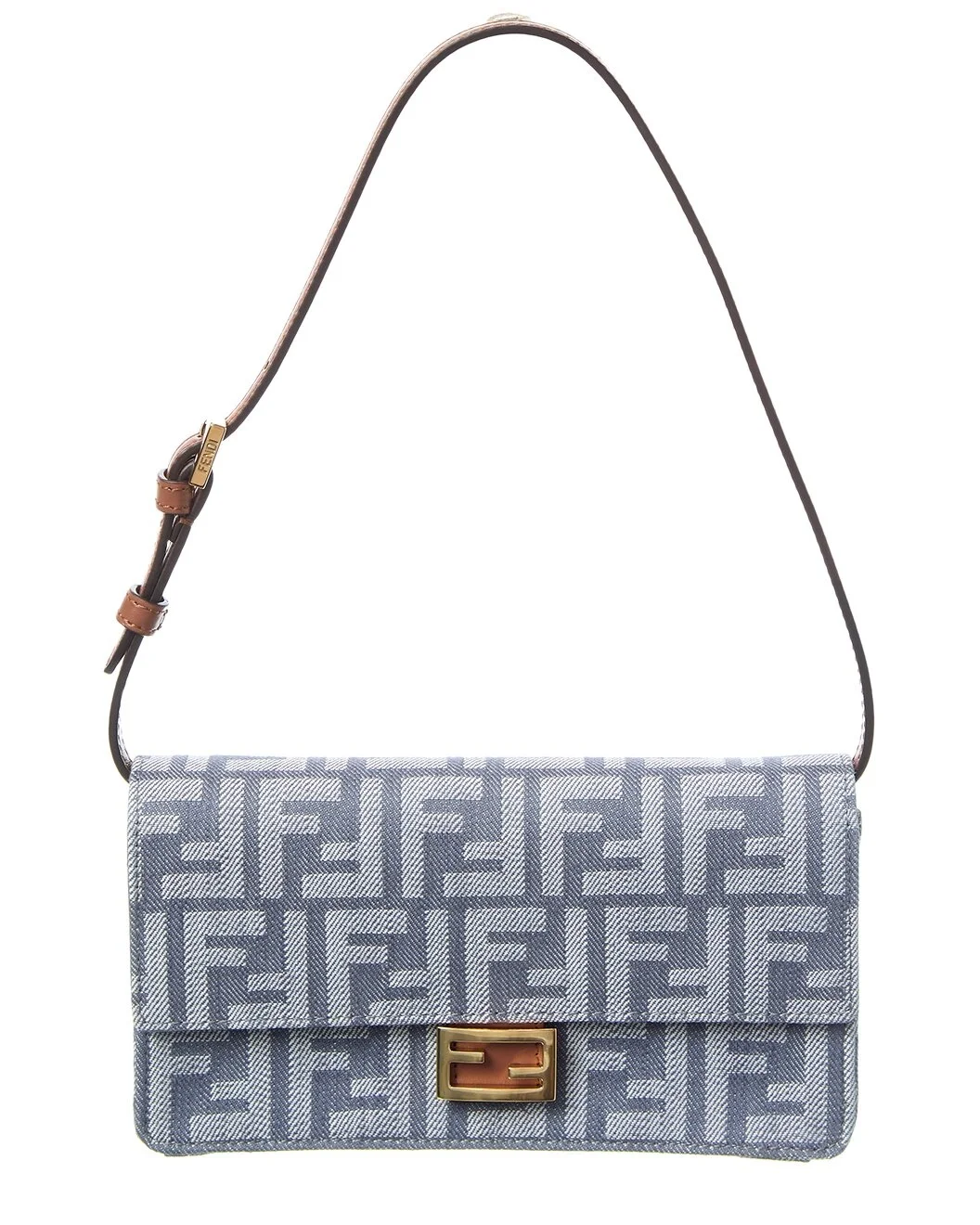 FENDI Baguette FF Denim & Leather Wallet On Chain - 1