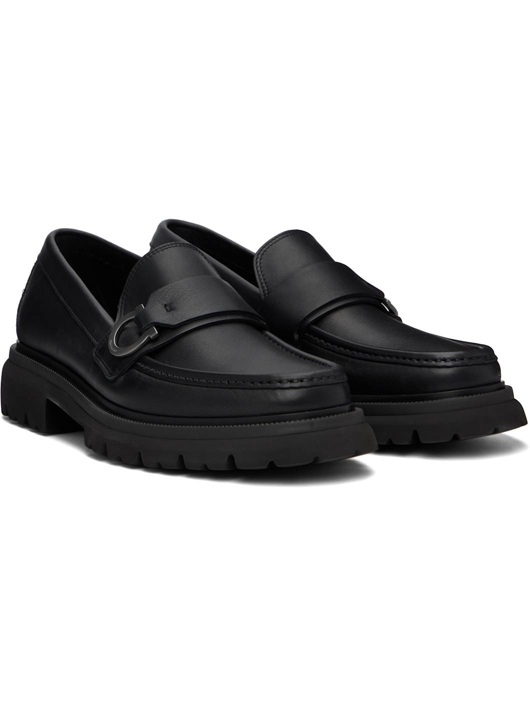 Black Gancini Ornament Loafers - 4