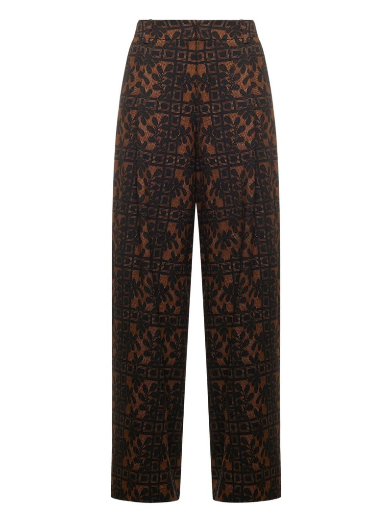 pleated-front floral-print trousers 1