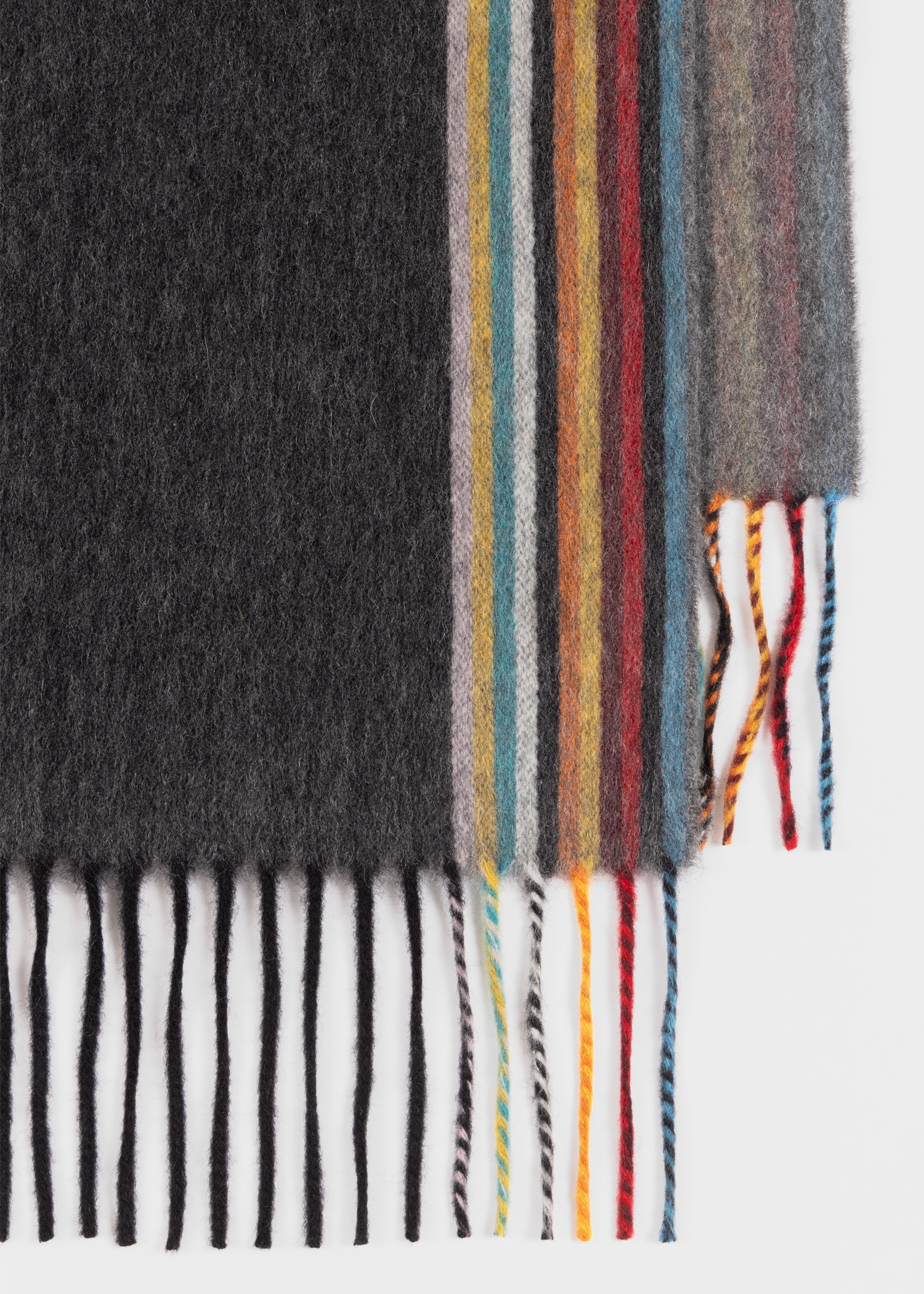 Black Cashmere 'Signature Stripe' Edge Scarf - 3