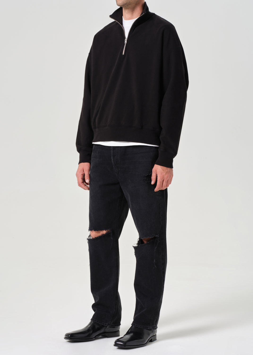 IDRIS QUARTER ZIP IN BLACK - 4