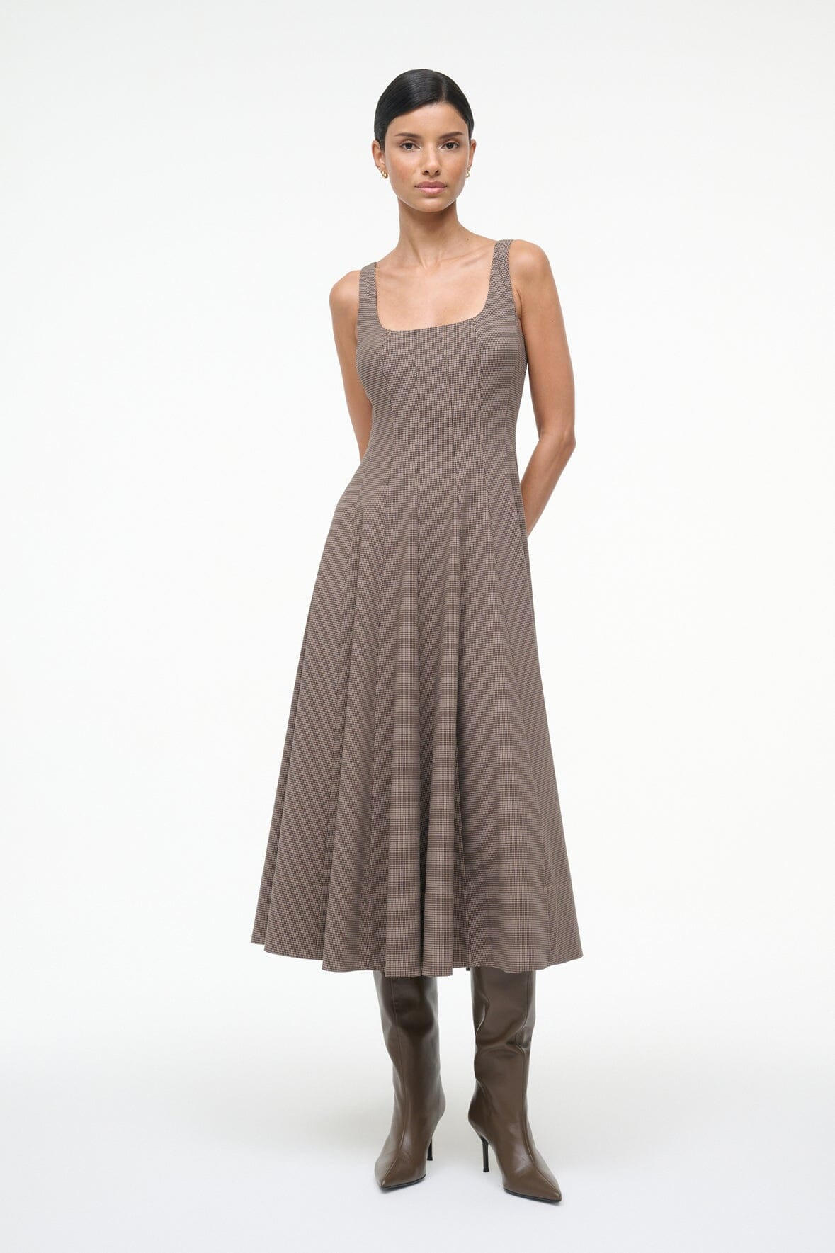 STAUD WELLS DRESS HOUNDSTOOTH - 2