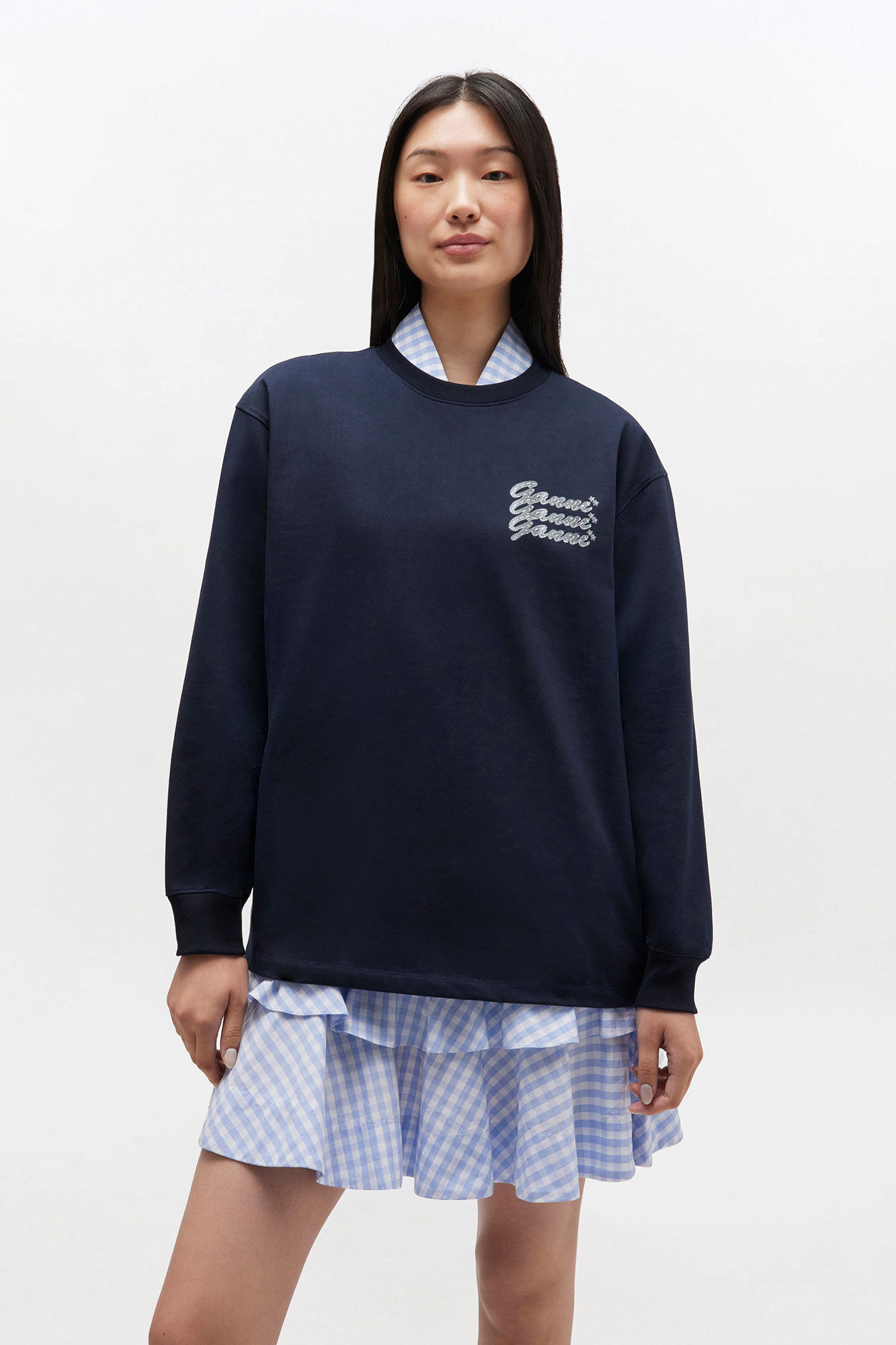 DARK BLUE GANNI SWEATSHIRT - 3