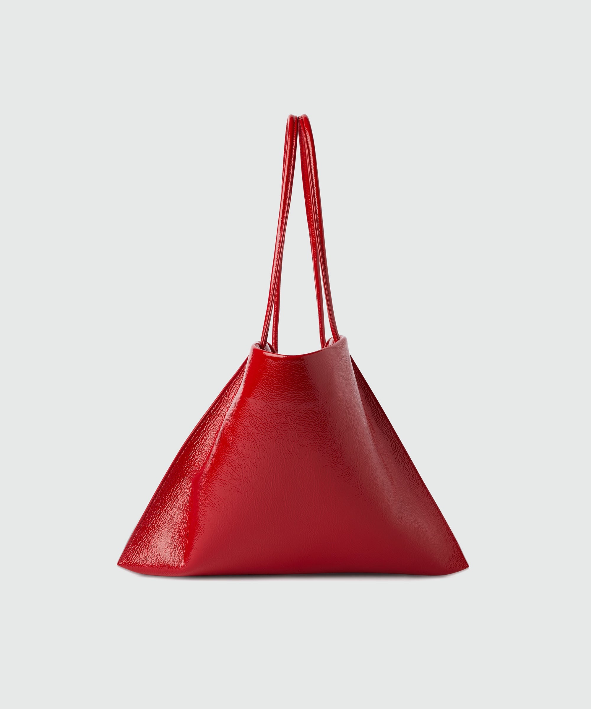 Red leather asymmetrical bag - 2