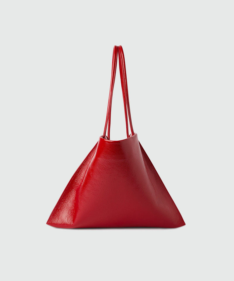 MSGM Red leather asymmetrical bag outlook